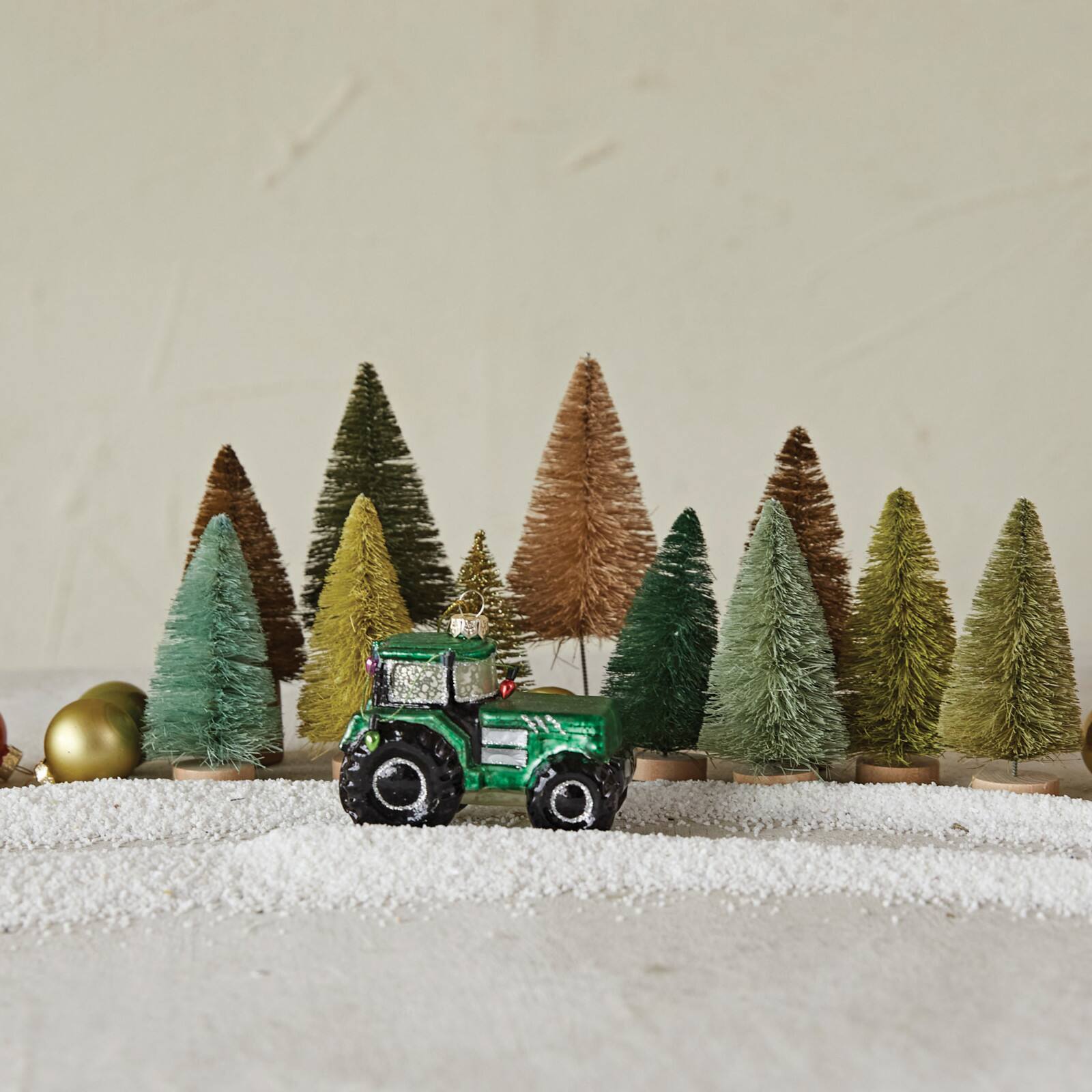 Hello Honey® Hand-Painted Mercury Glass Tractor Ornament with Lights and Glitter