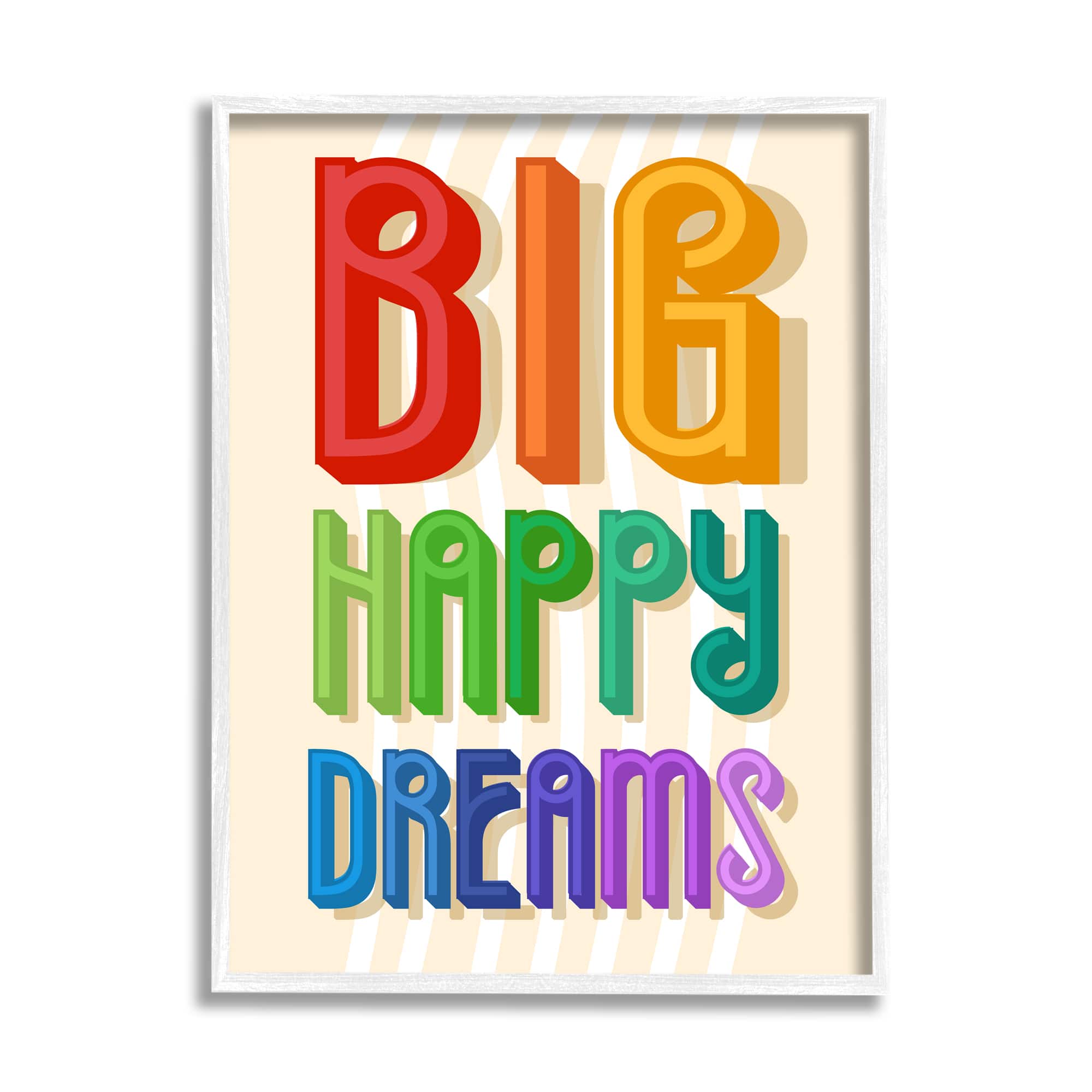 Stupell Industries Big Happy Dreams Wall Art in White Frame