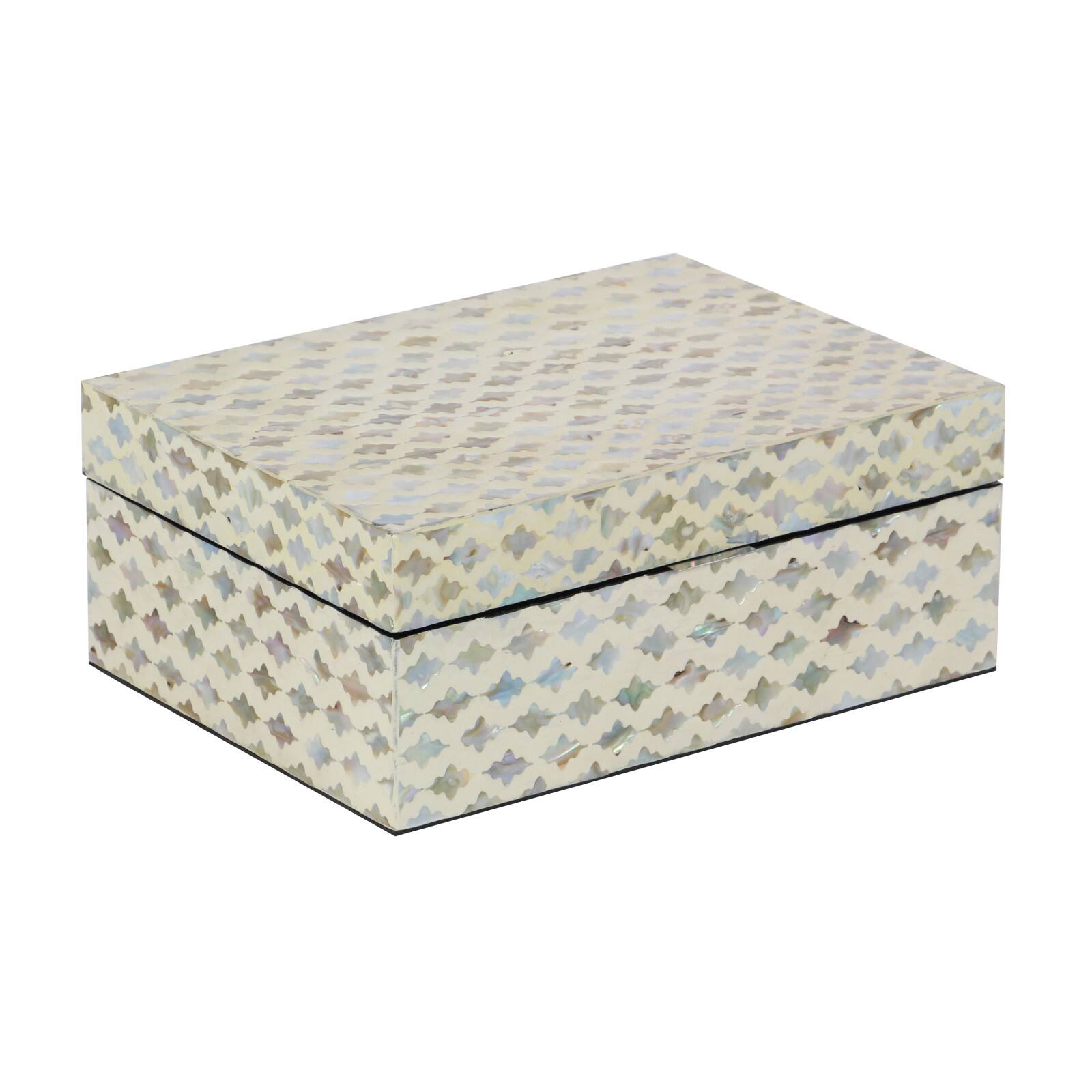 Coastal Rectangular White Wooden Zigzag Decorative Box Set