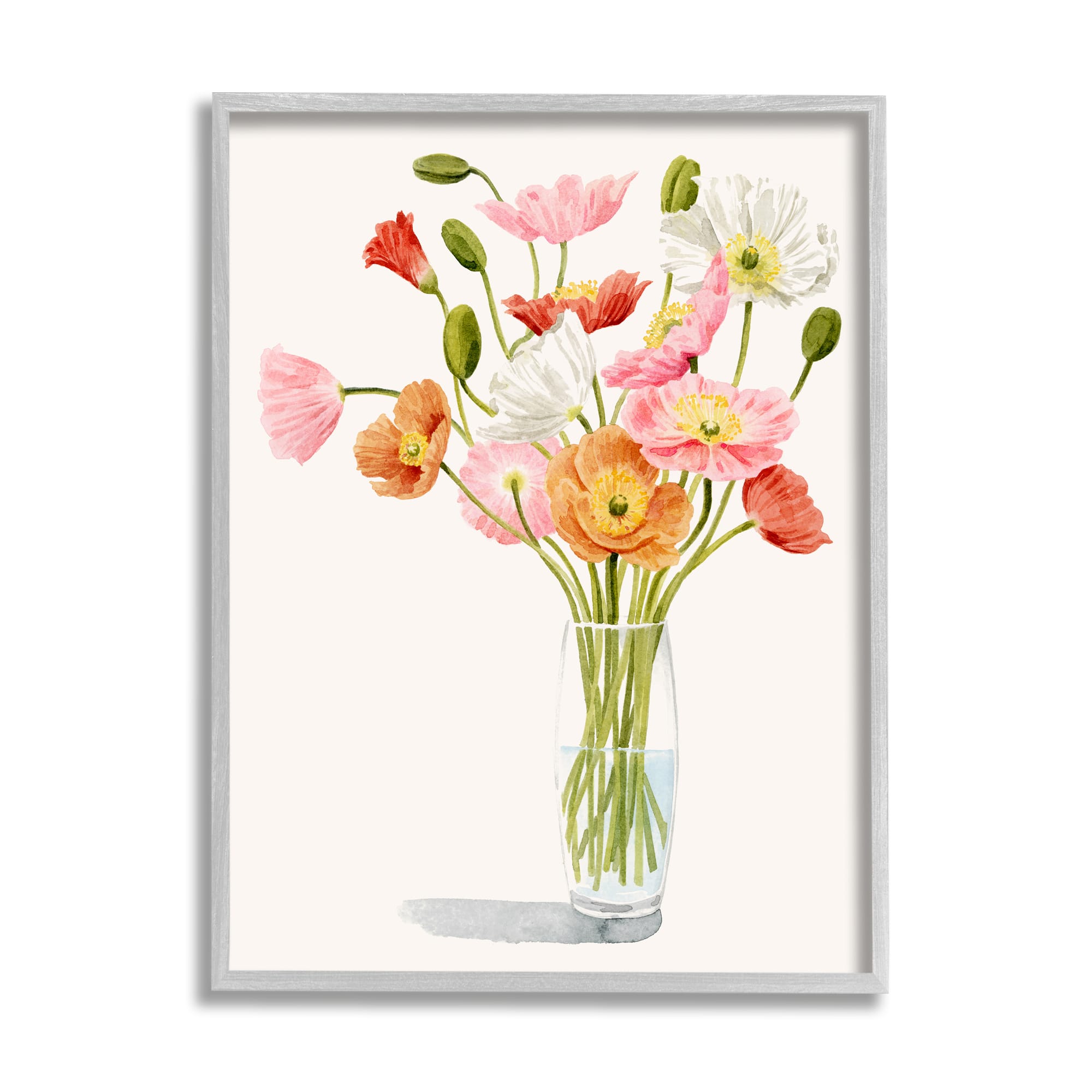 Stupell Industries Vivid Poppies Glass Floral Bouquet Arrangement Framed Giclee Art
