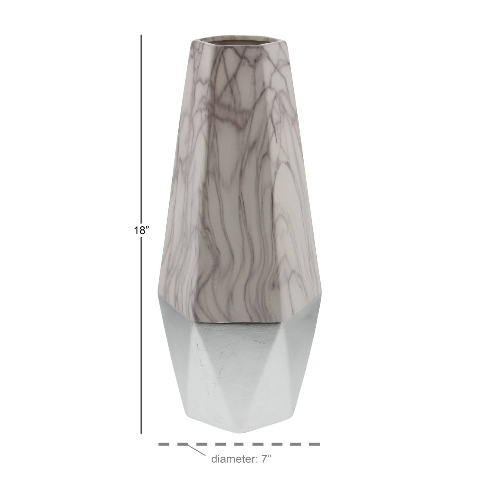 18&#x22; Gray Stoneware Contemporary Vase
