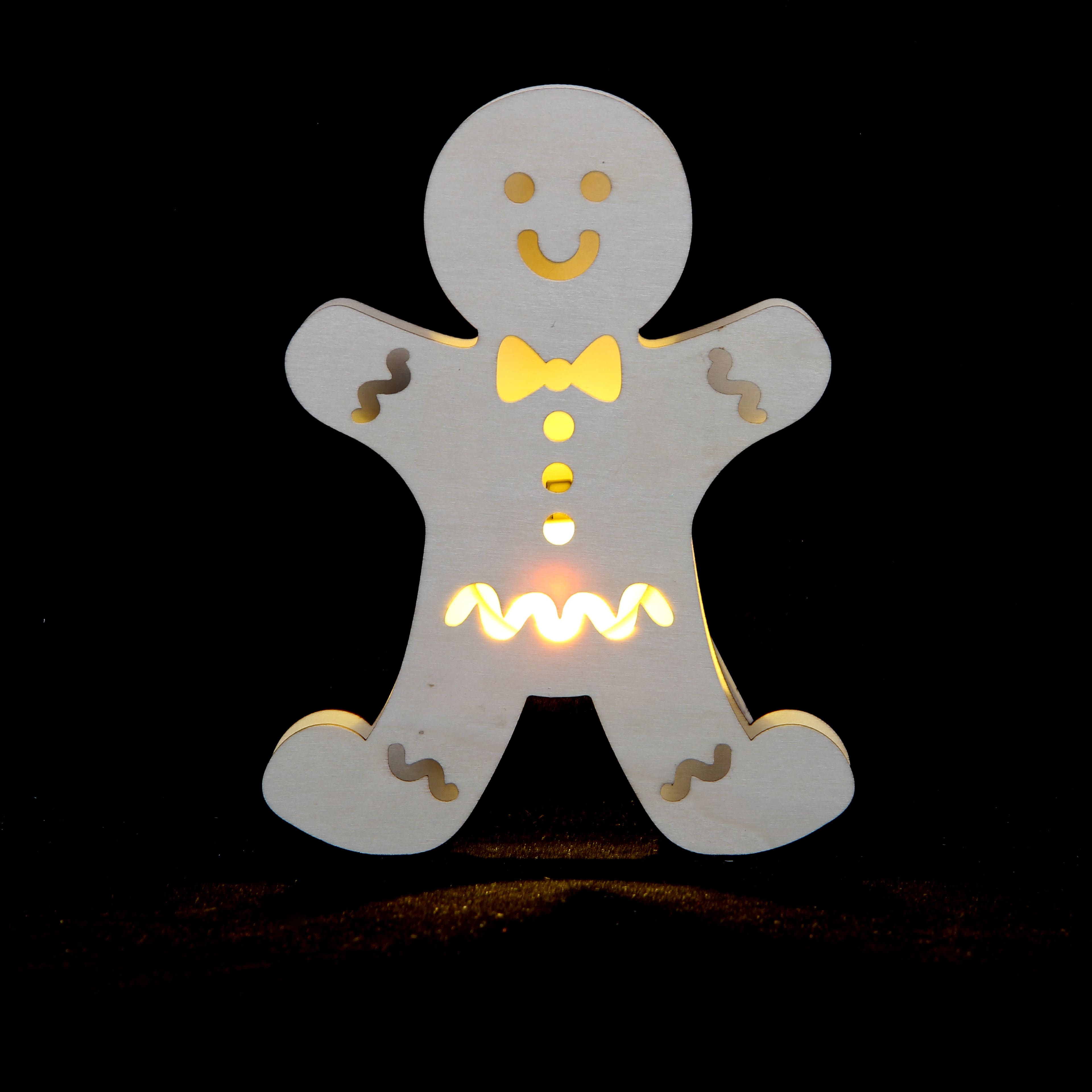 7&#x22; Unfinished Gingerbread Man DIY LED Wood D&#xE9;cor by Make Market&#xAE;