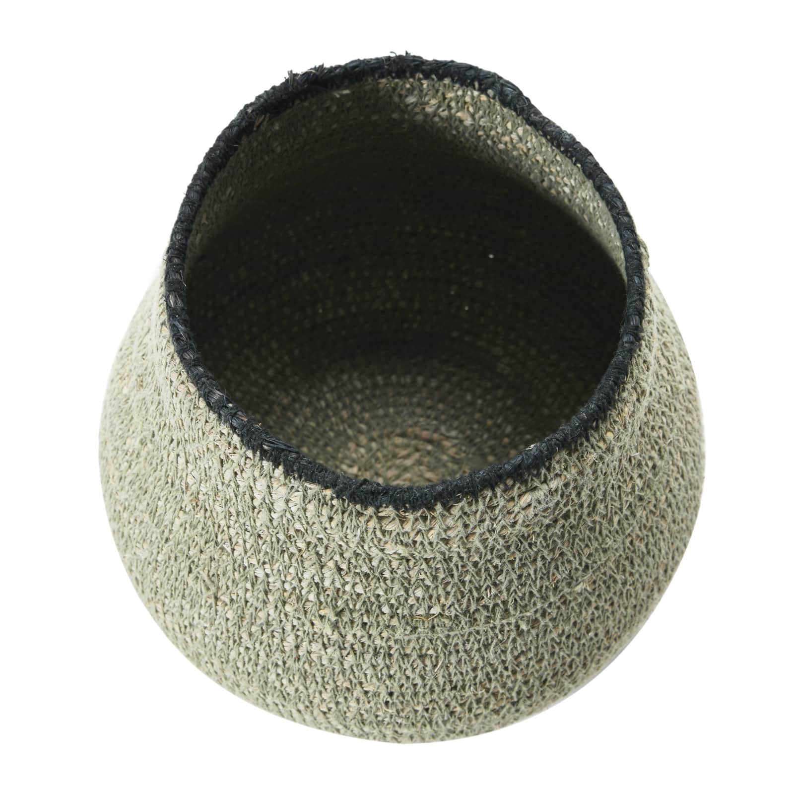 Hello Honey® 7" Gray & Black Hand-Woven Seagrass Basket