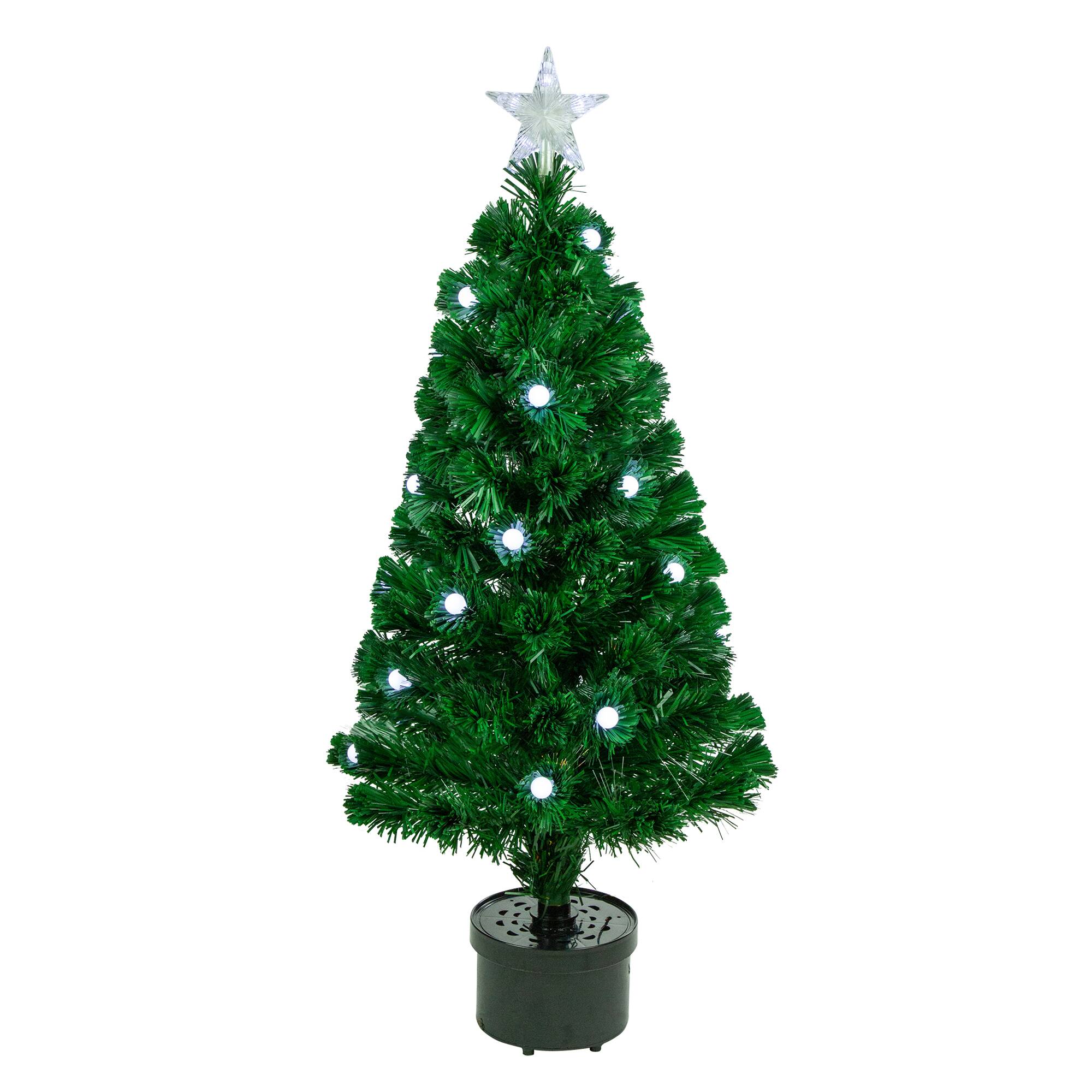 3ft. Pre-Lit Color Changing Fiber Optic Artificial Christmas Tree with Balls