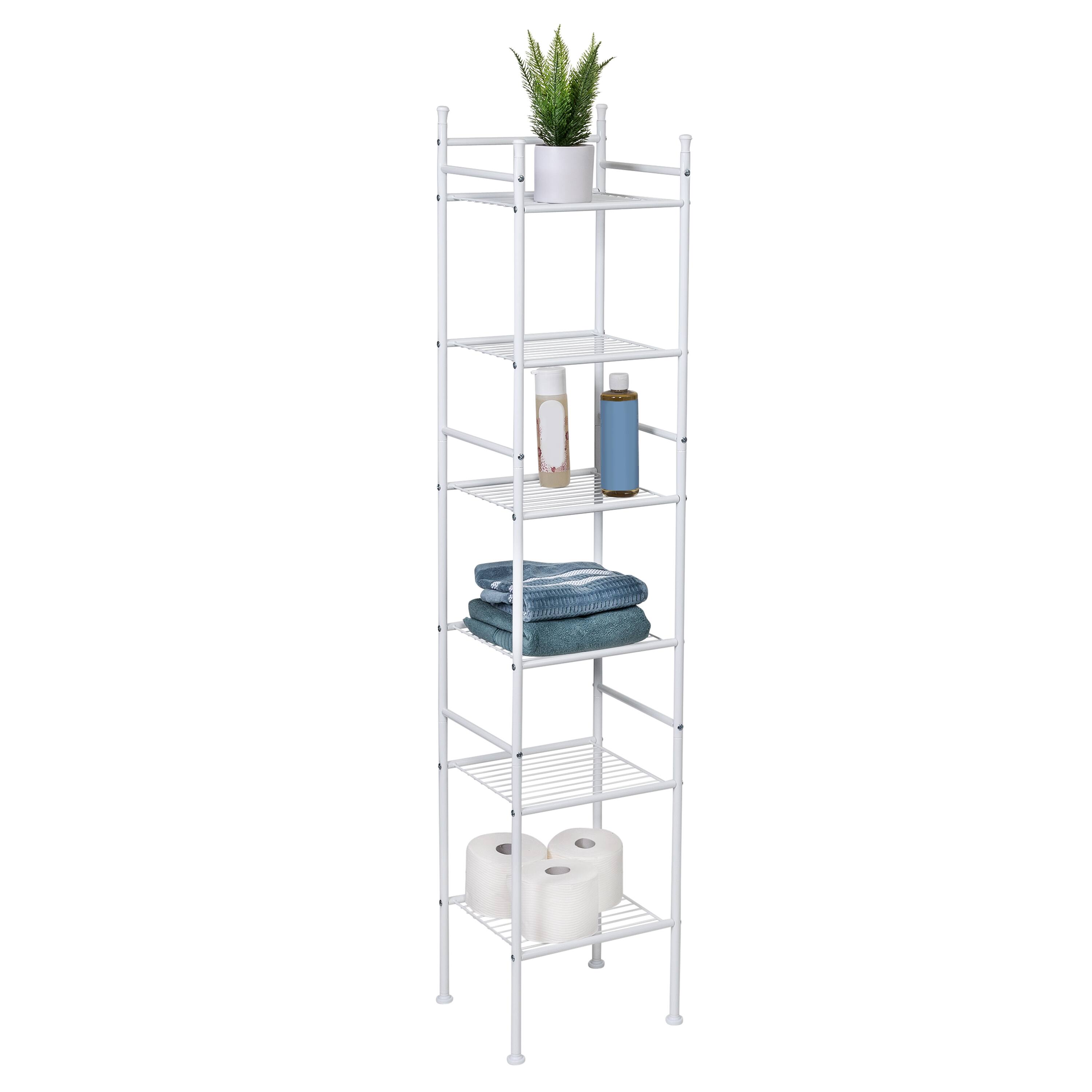 Honey Can Do White 6-Tier Bathroom Storage Shelving Unit