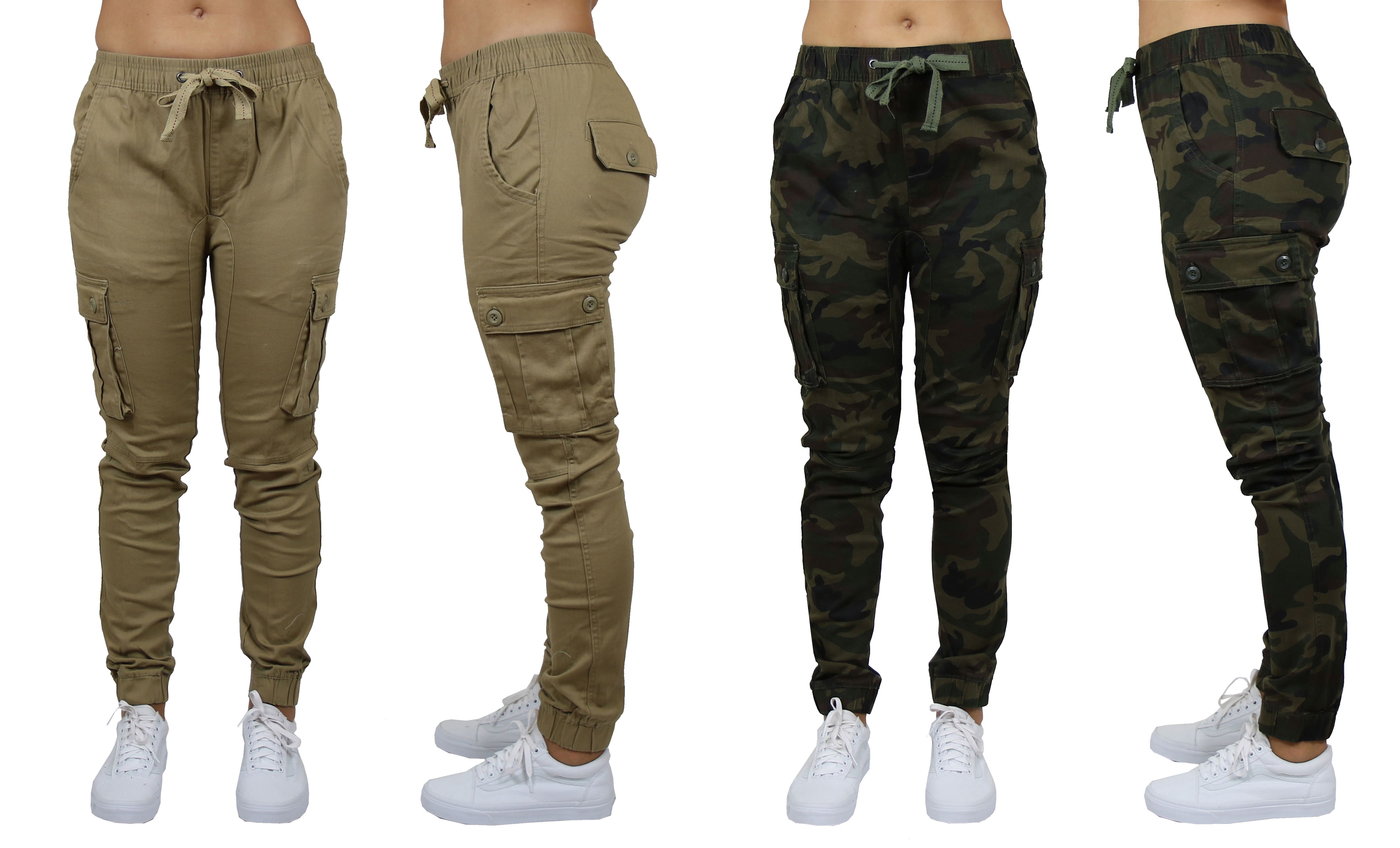 Galaxy By Harvic Loose Fit Cotton Stretch Twill Women&#x27;s Cargo Joggers 2 Pack