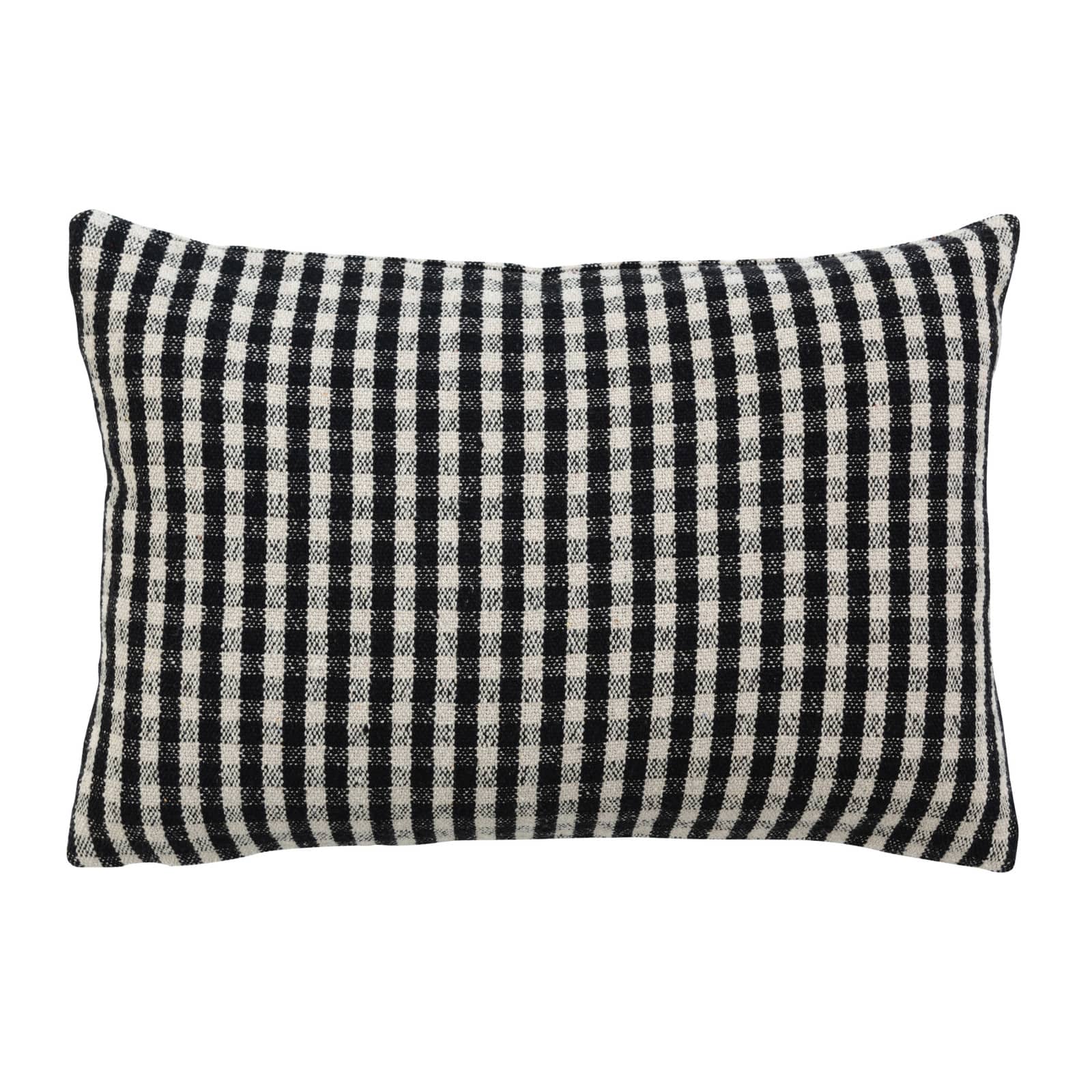 Gingham Woven Recycled Cotton Blend Lumbar Pillow Cover