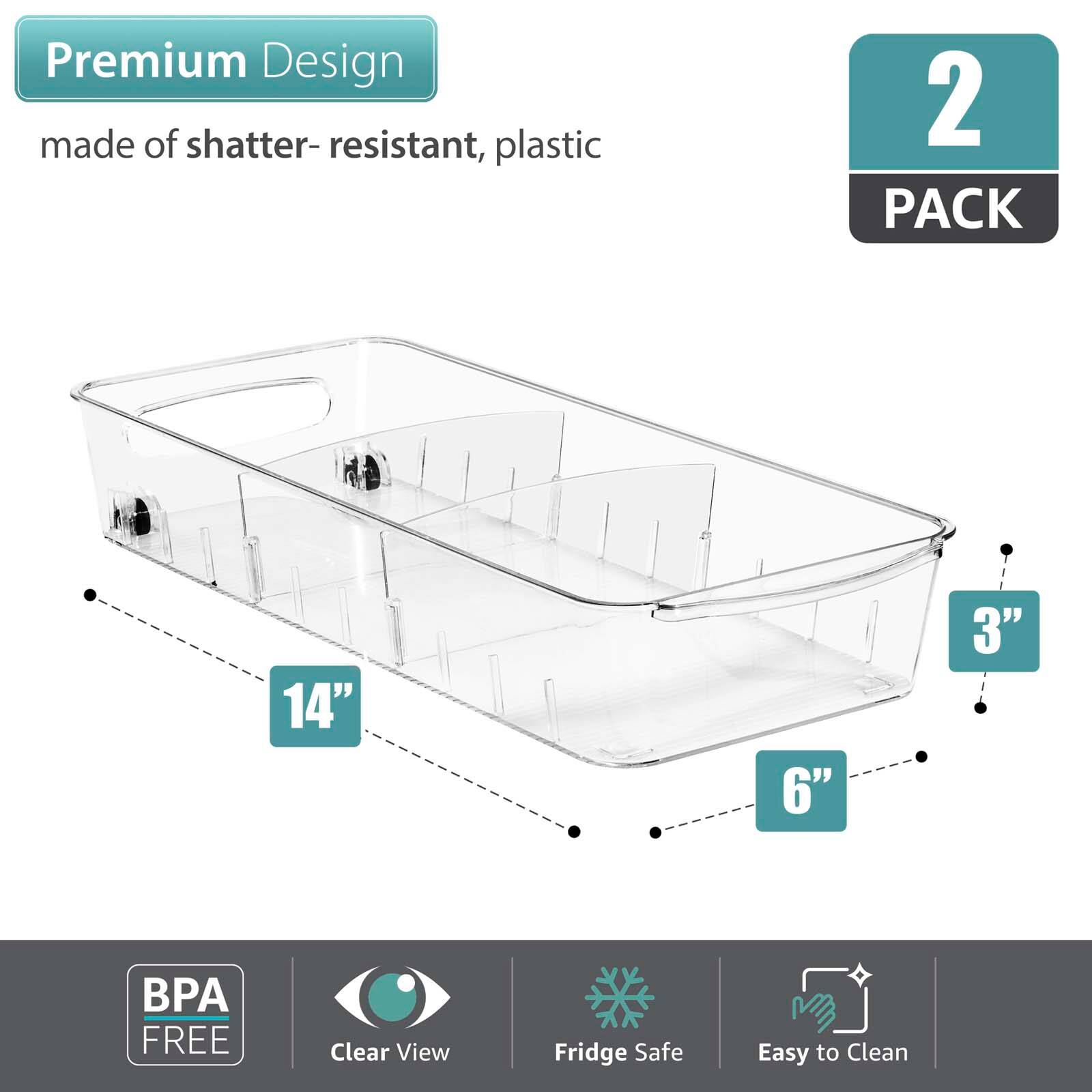 Sorbus Medium Clear Organizing Bins on Wheels with Removable Dividers, 2ct.