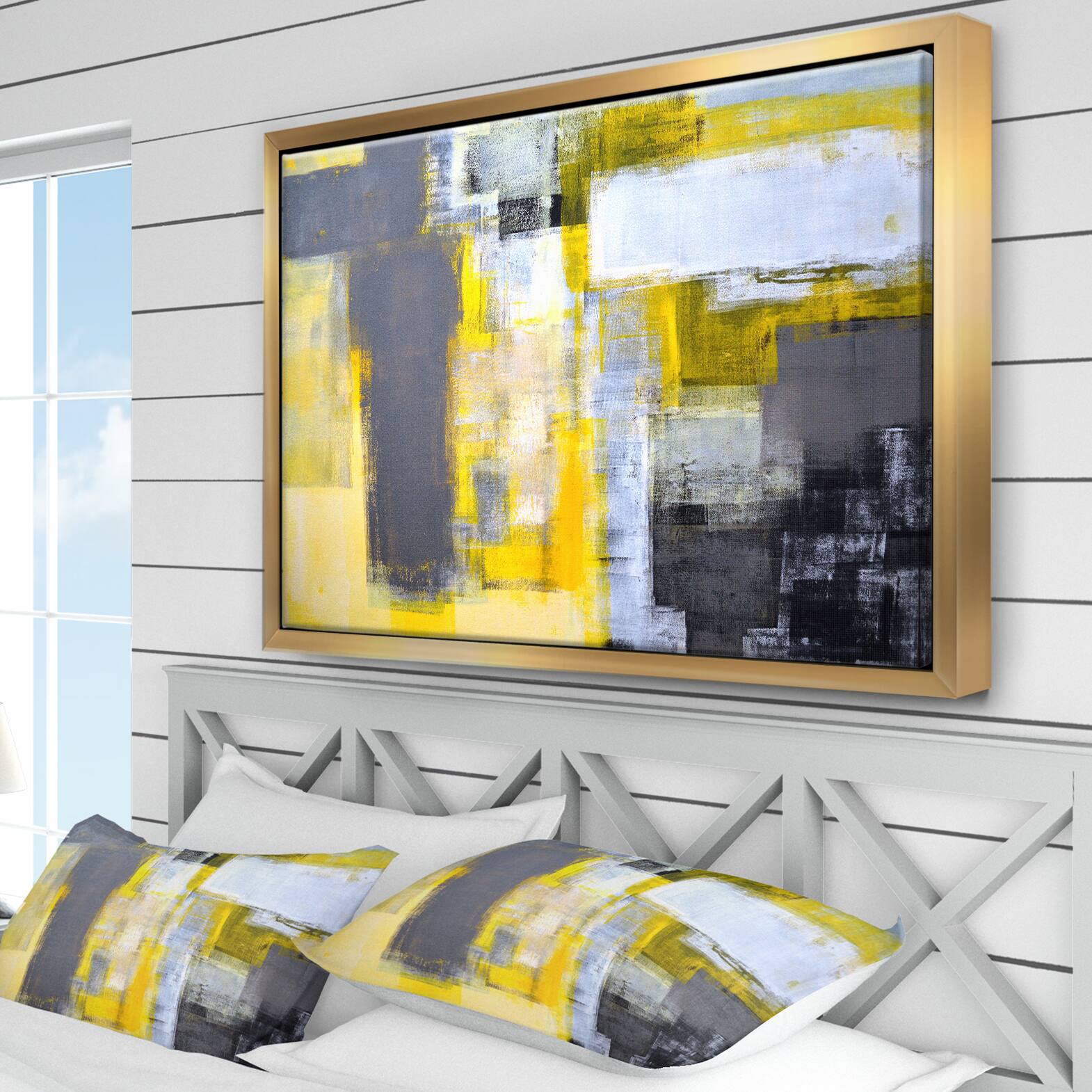 Designart - Grey and Yellow Blur Abstract