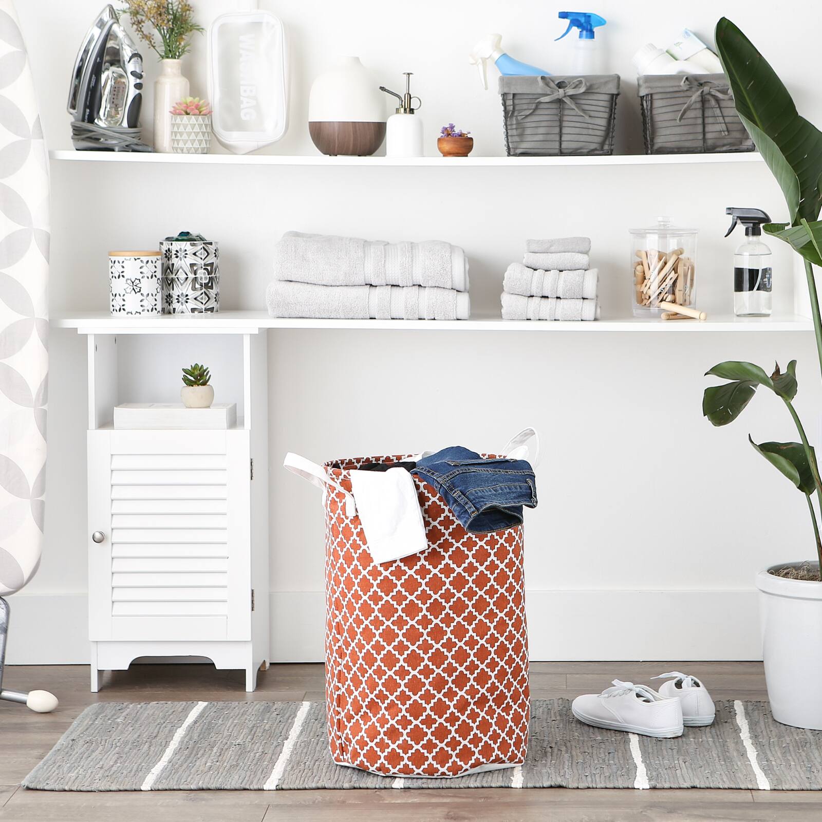 DII® Round Lattice PE-Coated Cotton Polyester Laundry Hamper