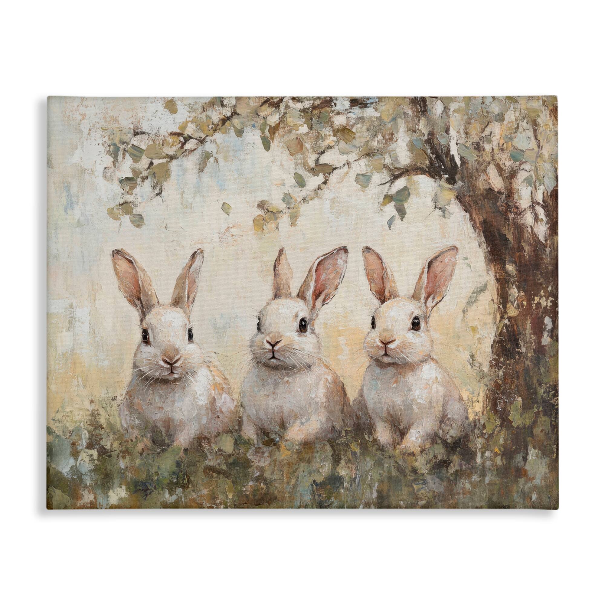 Stupell Industries Fairytale Bunnies under Tree Canvas Wall Art