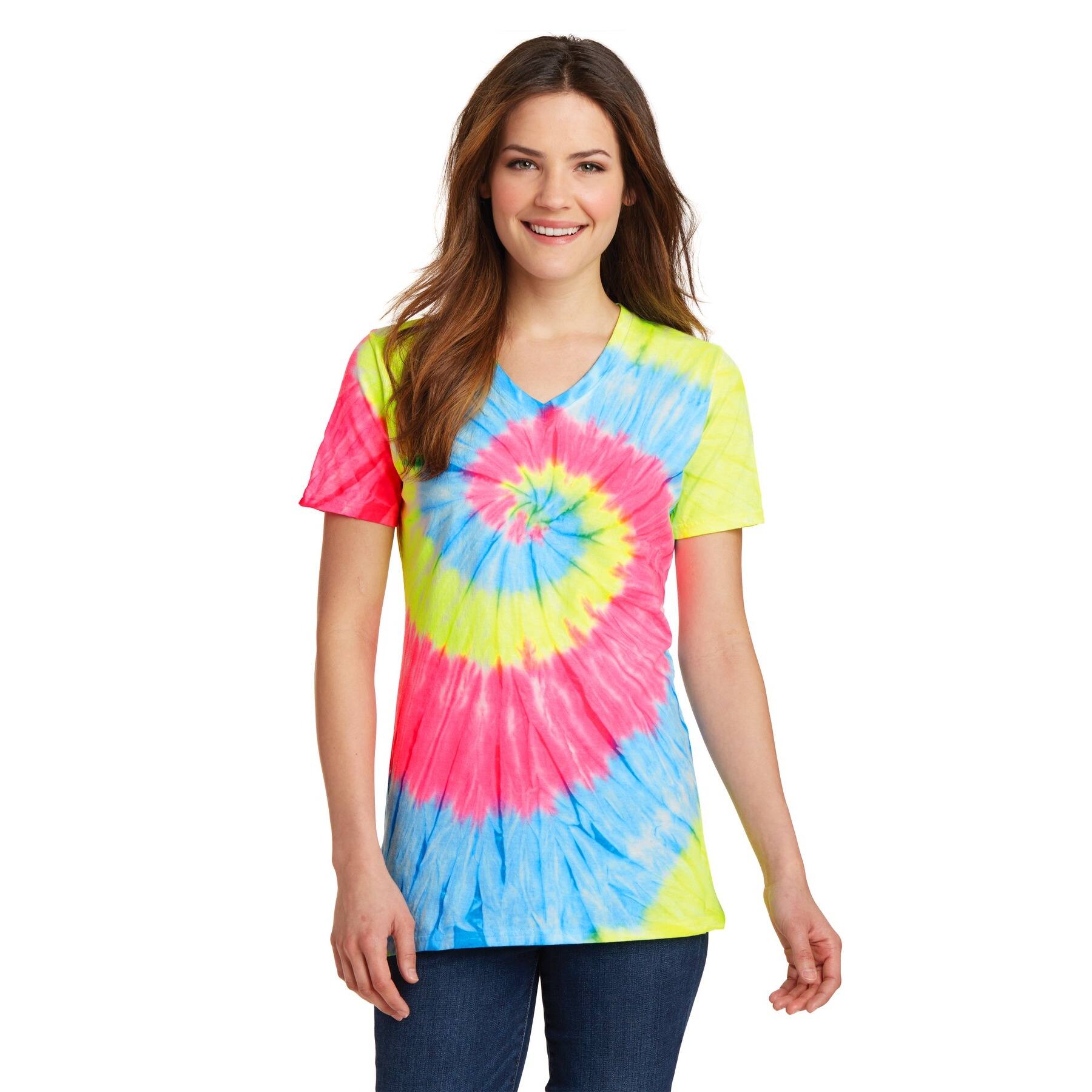 Port &#x26; Company&#xAE; Ladies Tie-Dye V-Neck T-Shirt