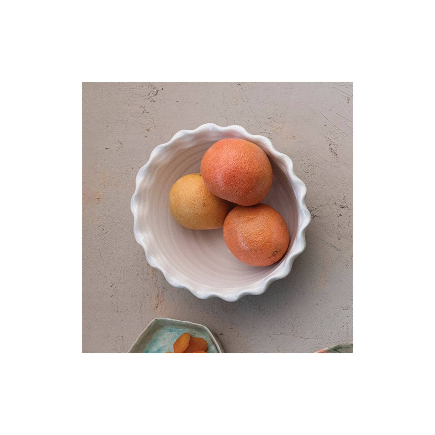 Hello Honey&#xAE; 10&#x22; Blue, Green &#x26; Cream Stoneware Bowl with Scalloped Edge Set