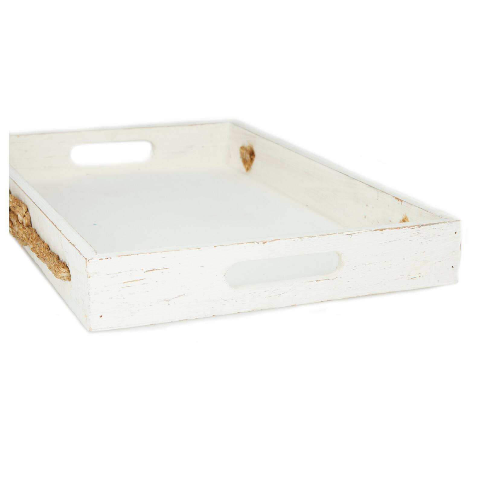White Coastal Tray, Set of 2" 19", 16"