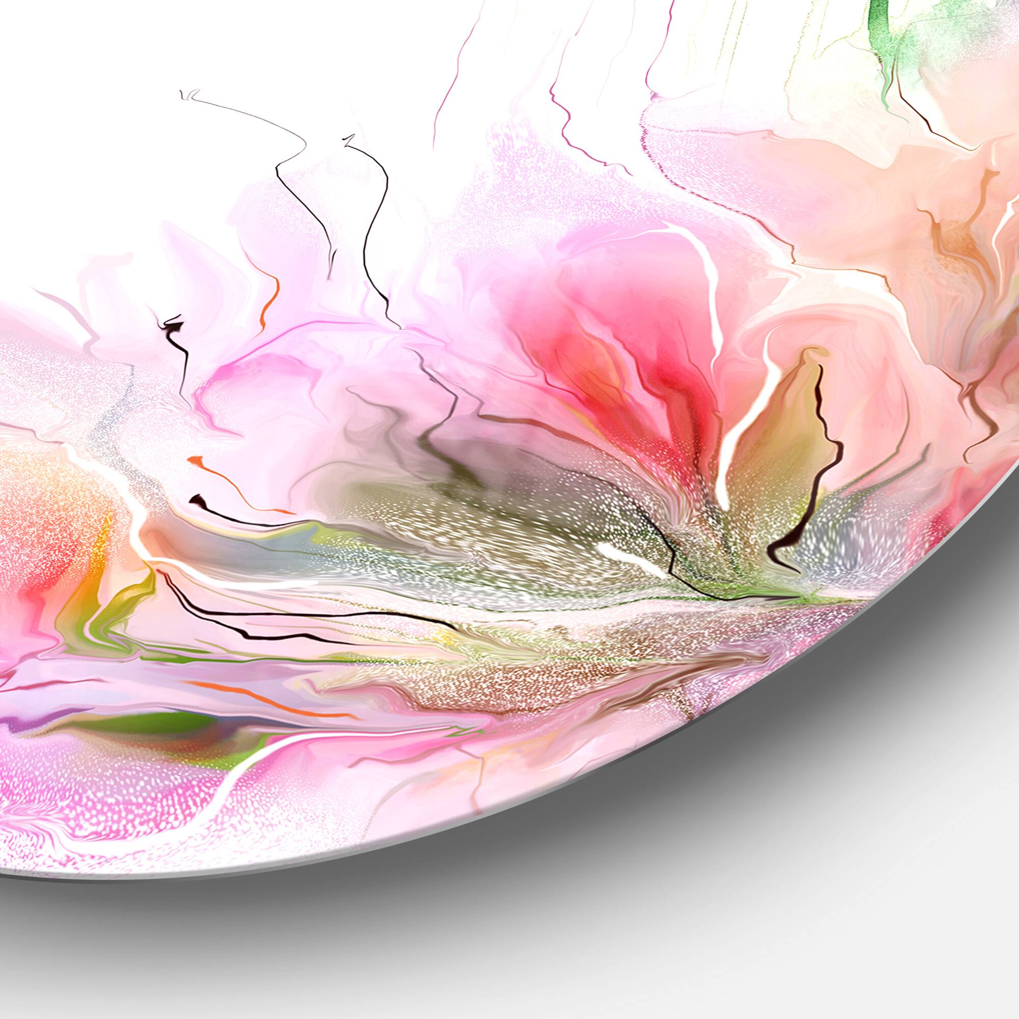 Designart - Floral Composition&#x27; Disc Floral Circle Metal Wall Art