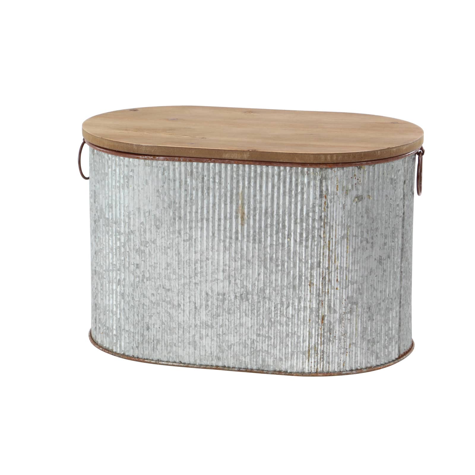 Set of 3 Brown Metal Farmhouse Storage Bench, 23", 48"