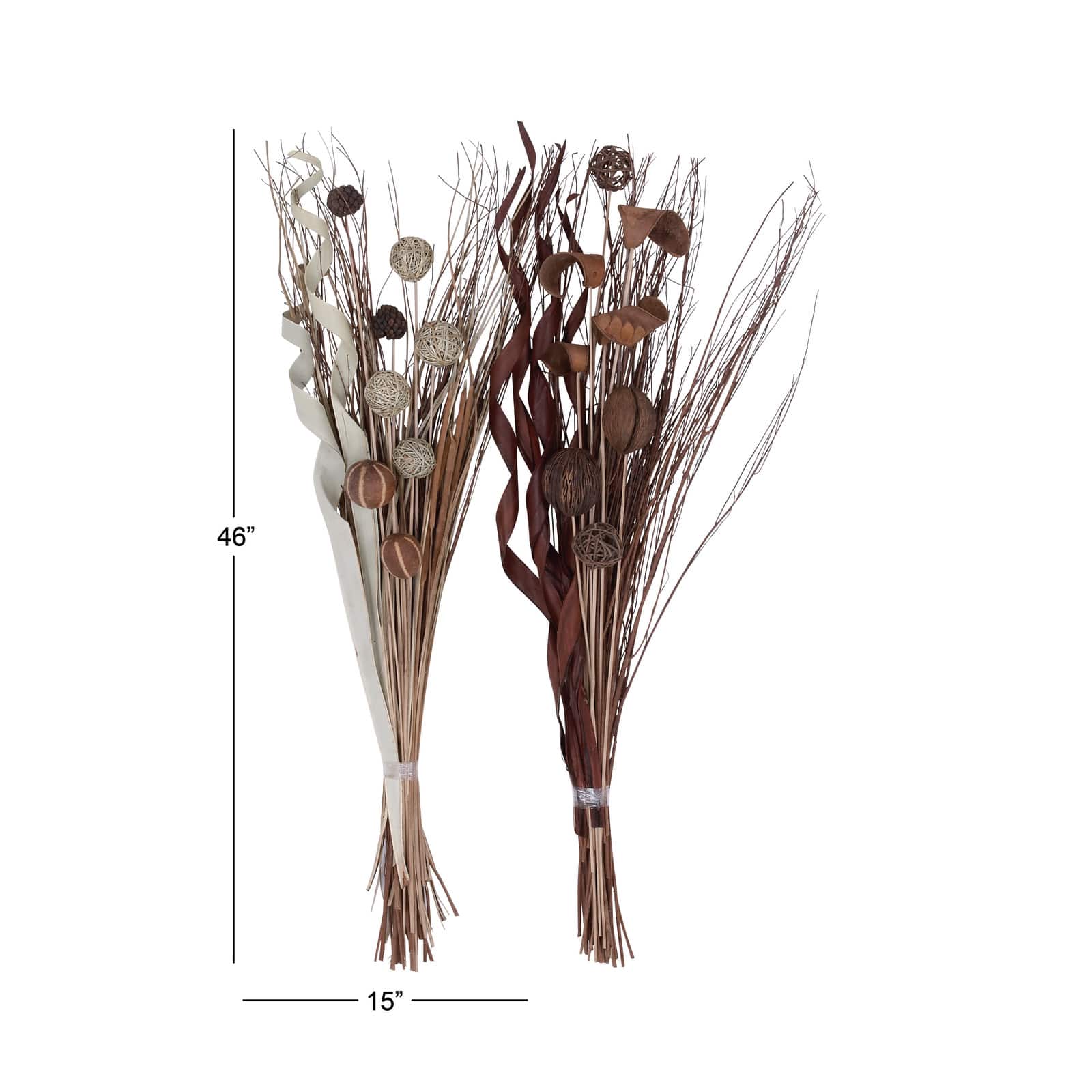 Set of 2" Brown Sea Grass Natural Foliage, 46" x 15"