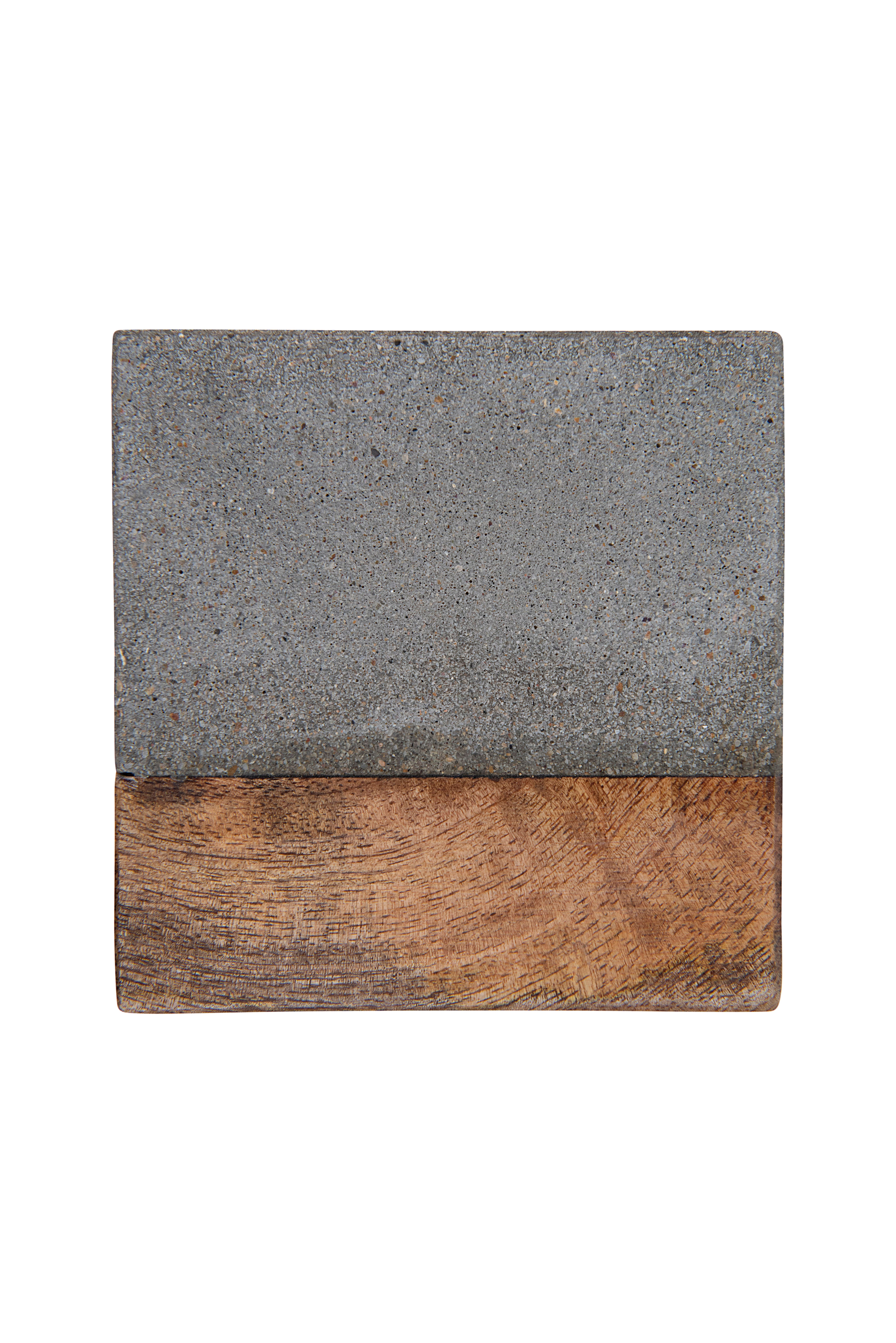 Square Cement &#x26; Wood Coaster Set