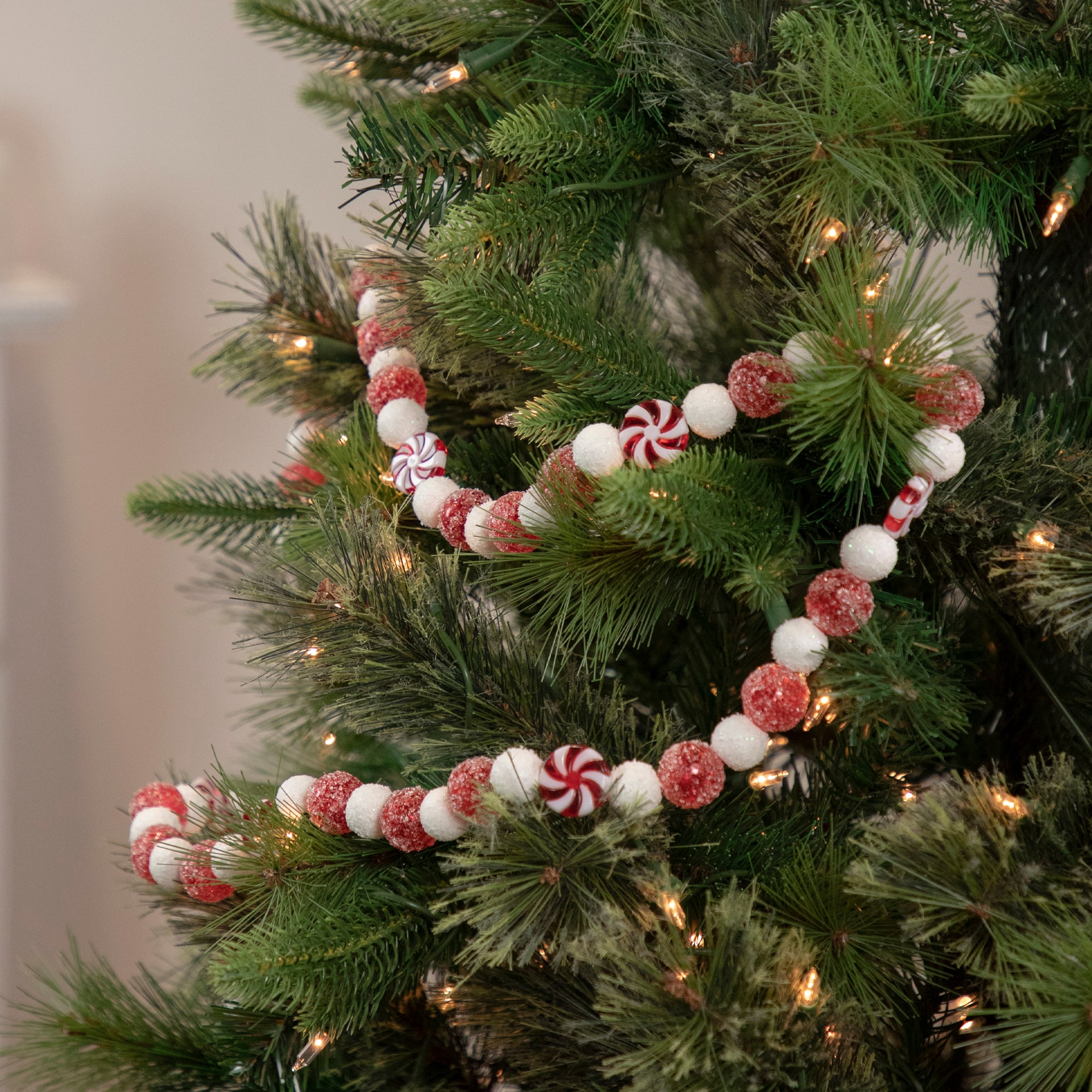 4ft. Red &#x26; White Peppermint Candy Christmas Garland