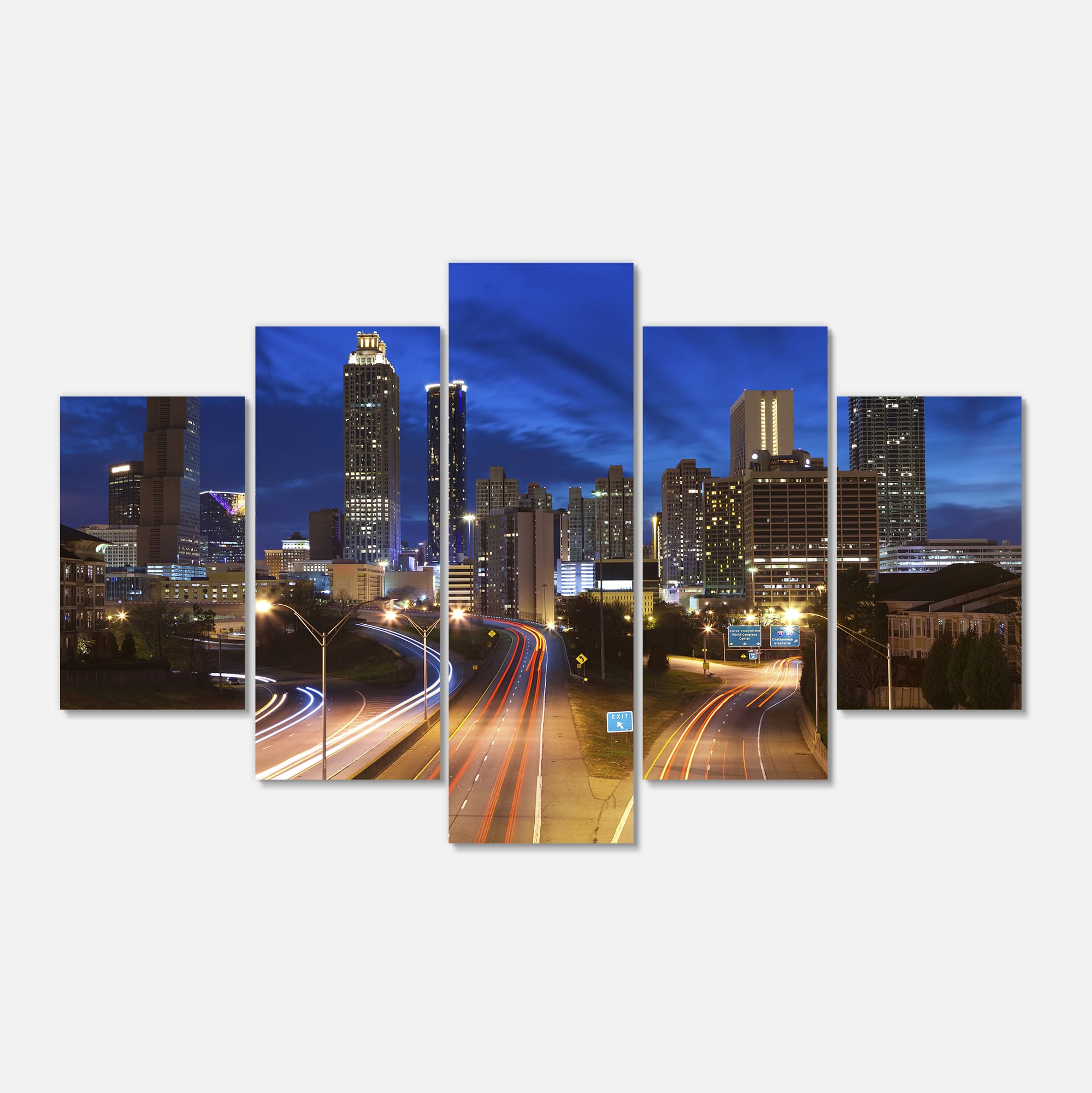 Designart - Atlanta Skyline Twilight Blue Hour - Blue - Cityscape Canvas Print