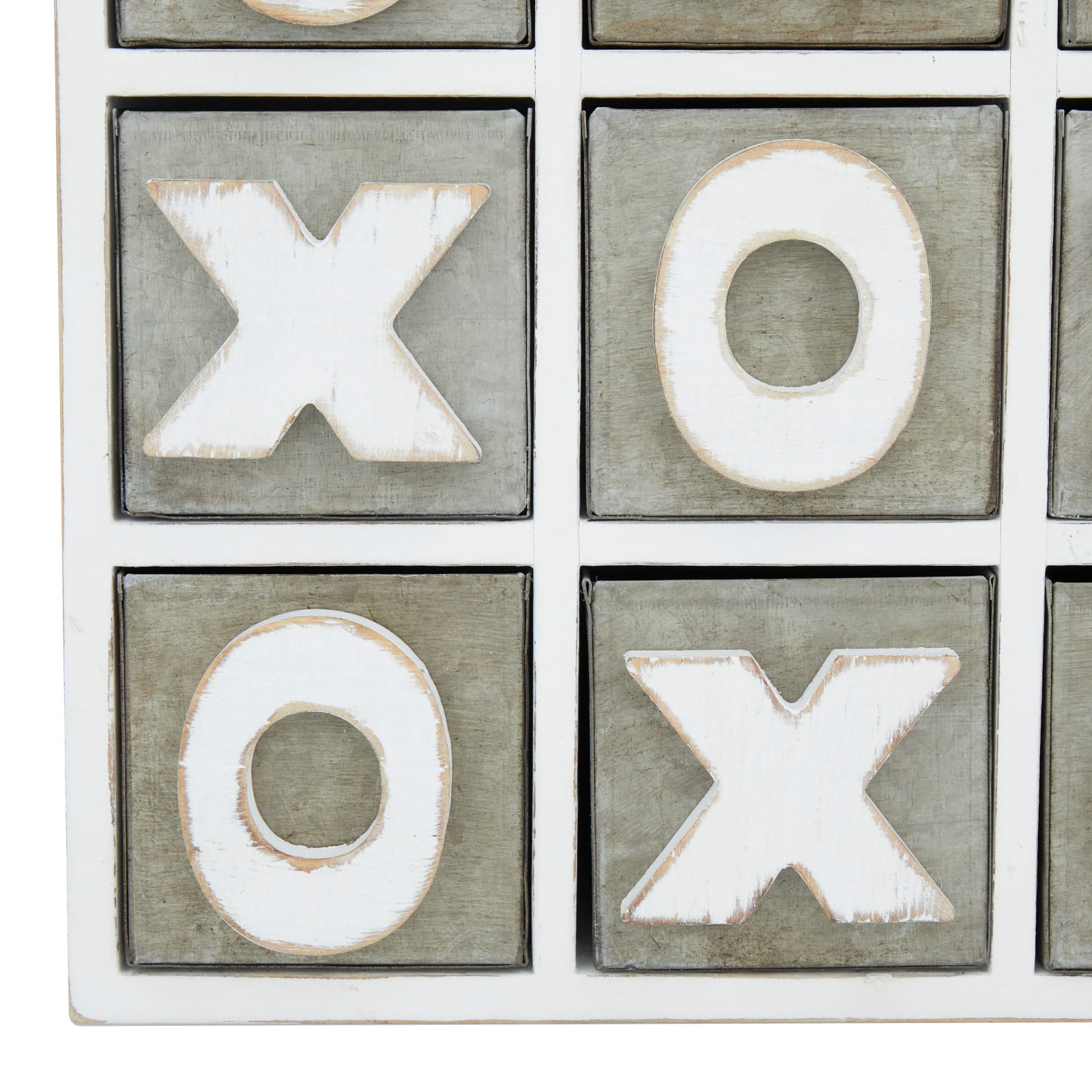 White Wood Traditional Tic Tac Toe Cabinet, 11" x 11" x 9"