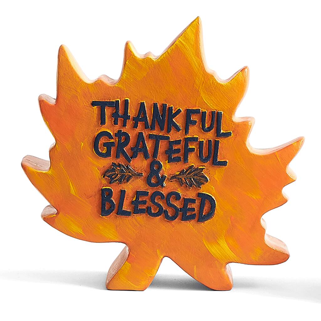 Thankful Grateful & Blessed Fall Resin Leaf