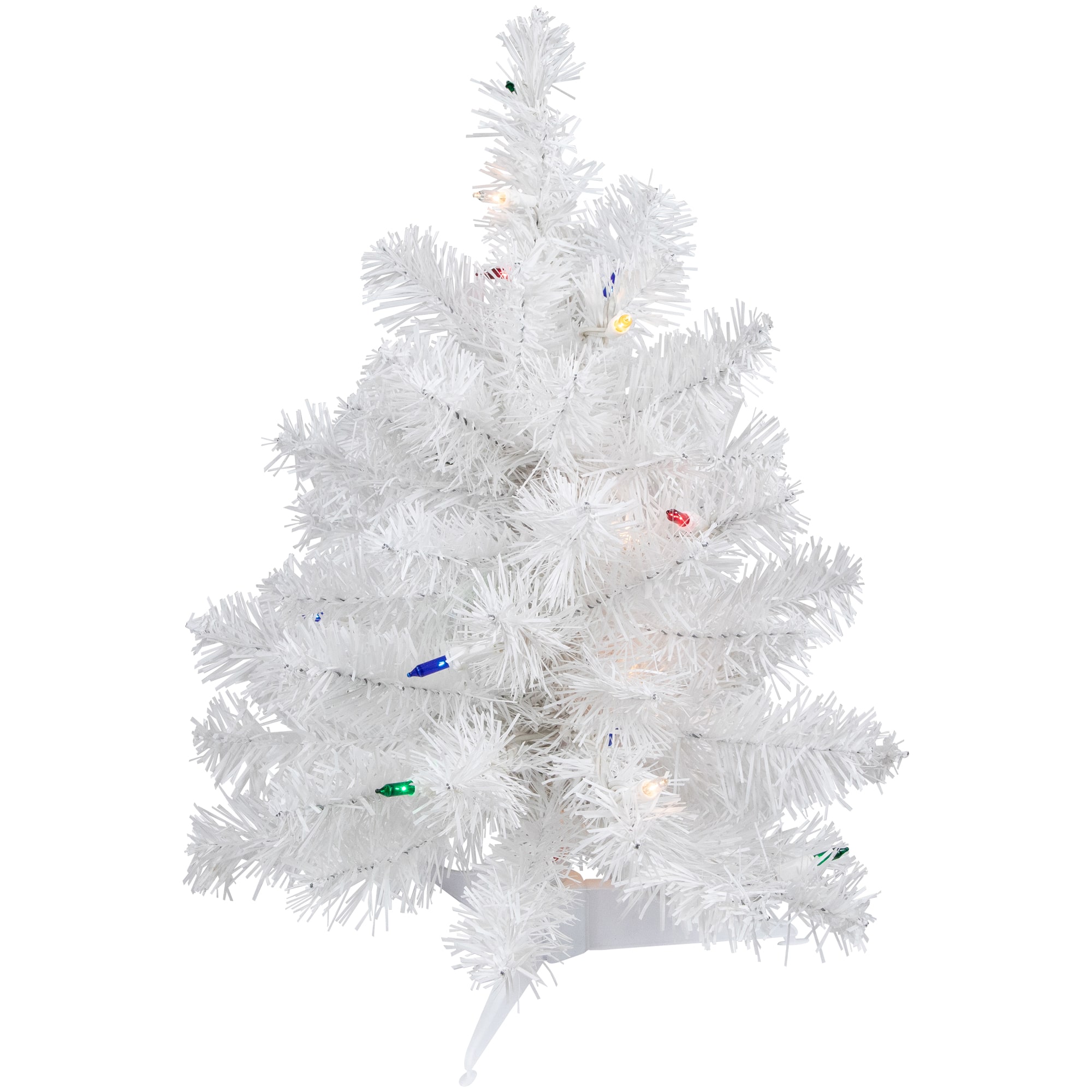 18" Pre-Lit Snow White Artificial Christmas Tree, Multicolor Lights