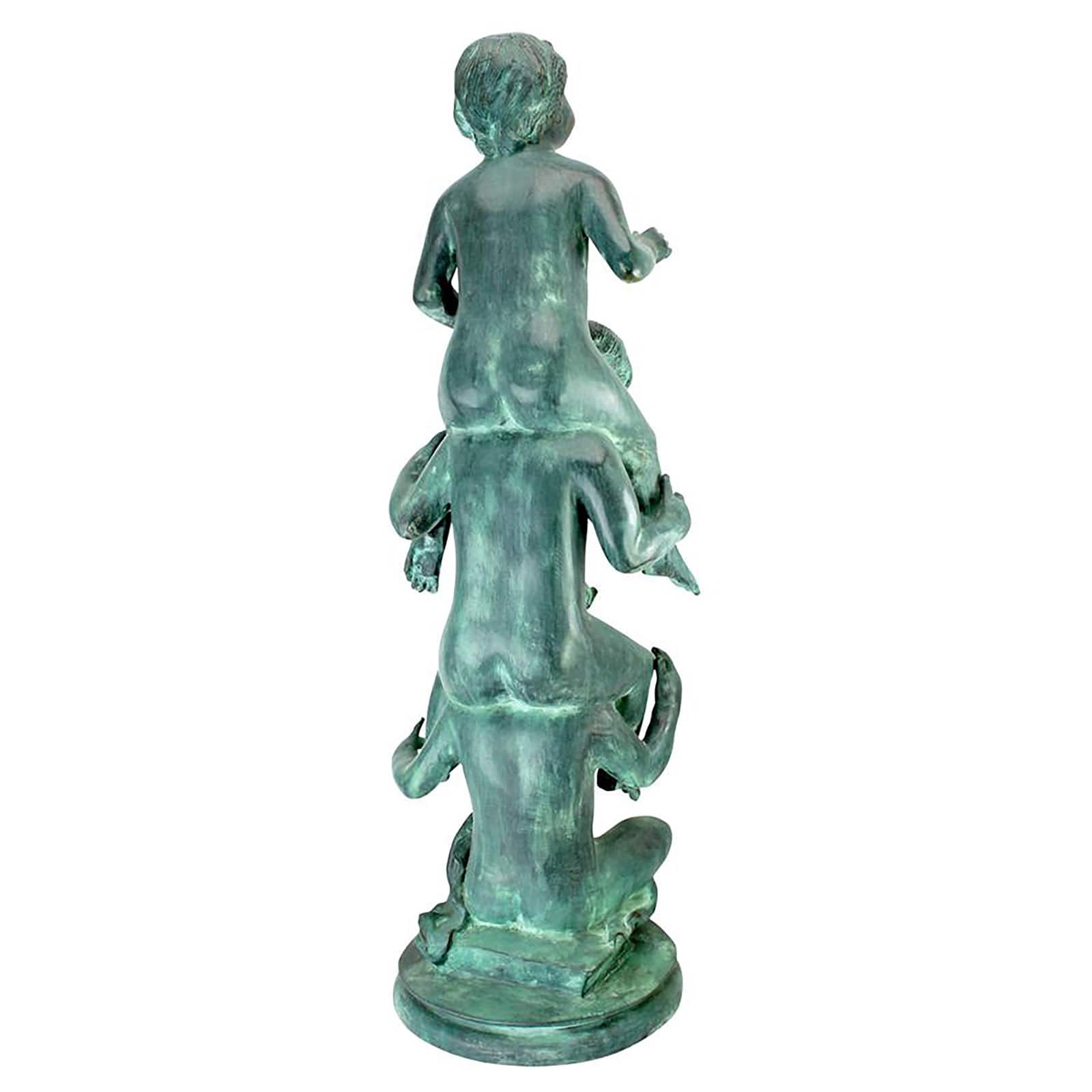 Design Toscano Medium Child&#x27;s Play Stacked Children Spitting Cast Bronze Statue