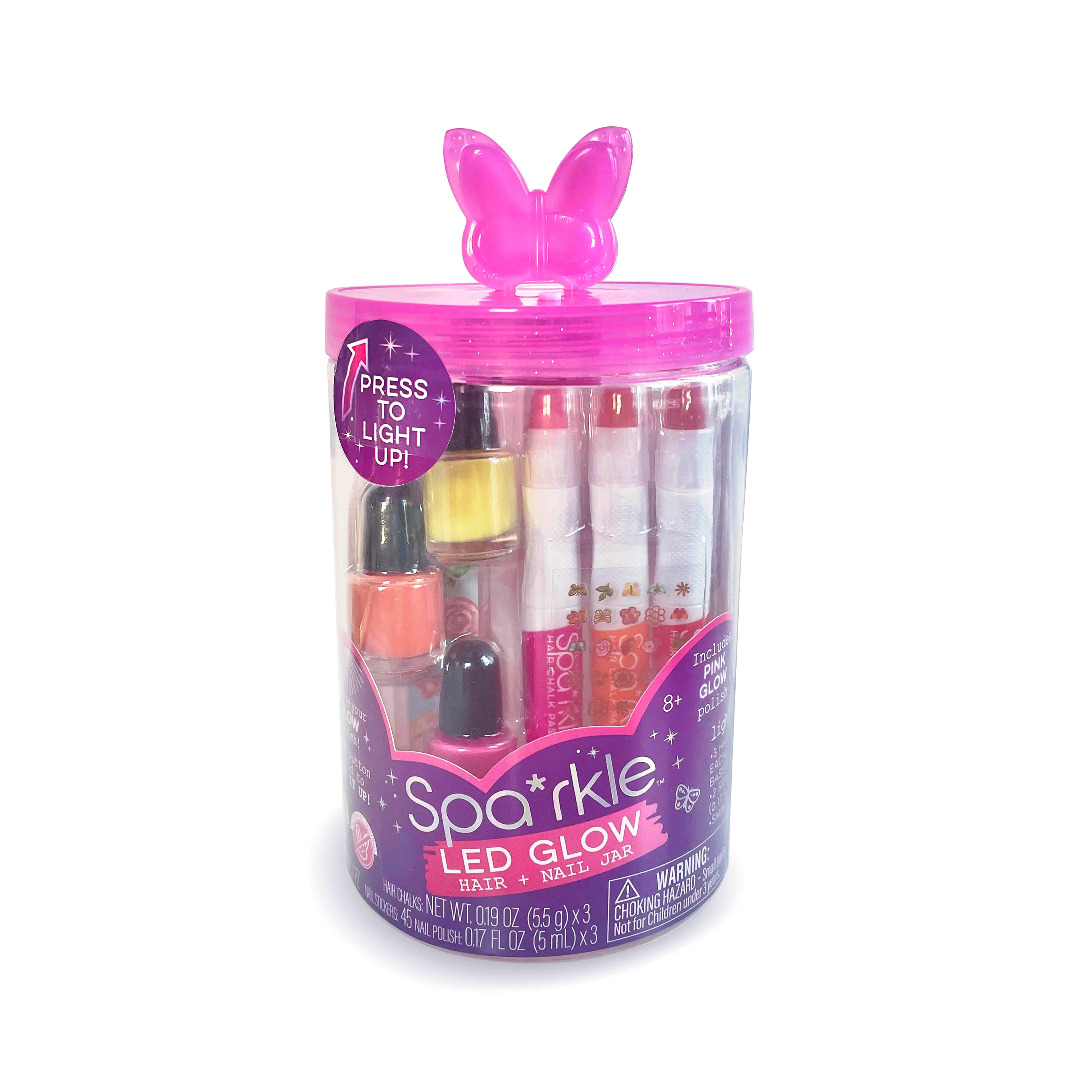 Bright Stripes Sparkle LED Glow Spa Pink Butterfly Activity Jar