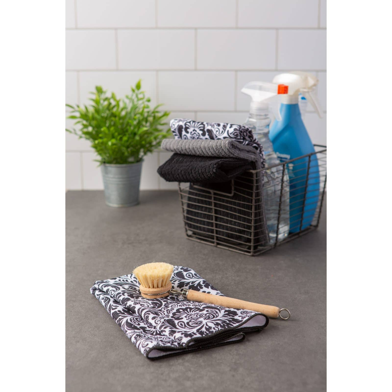 Black Damask Microfiber Dishtowel, 4ct.