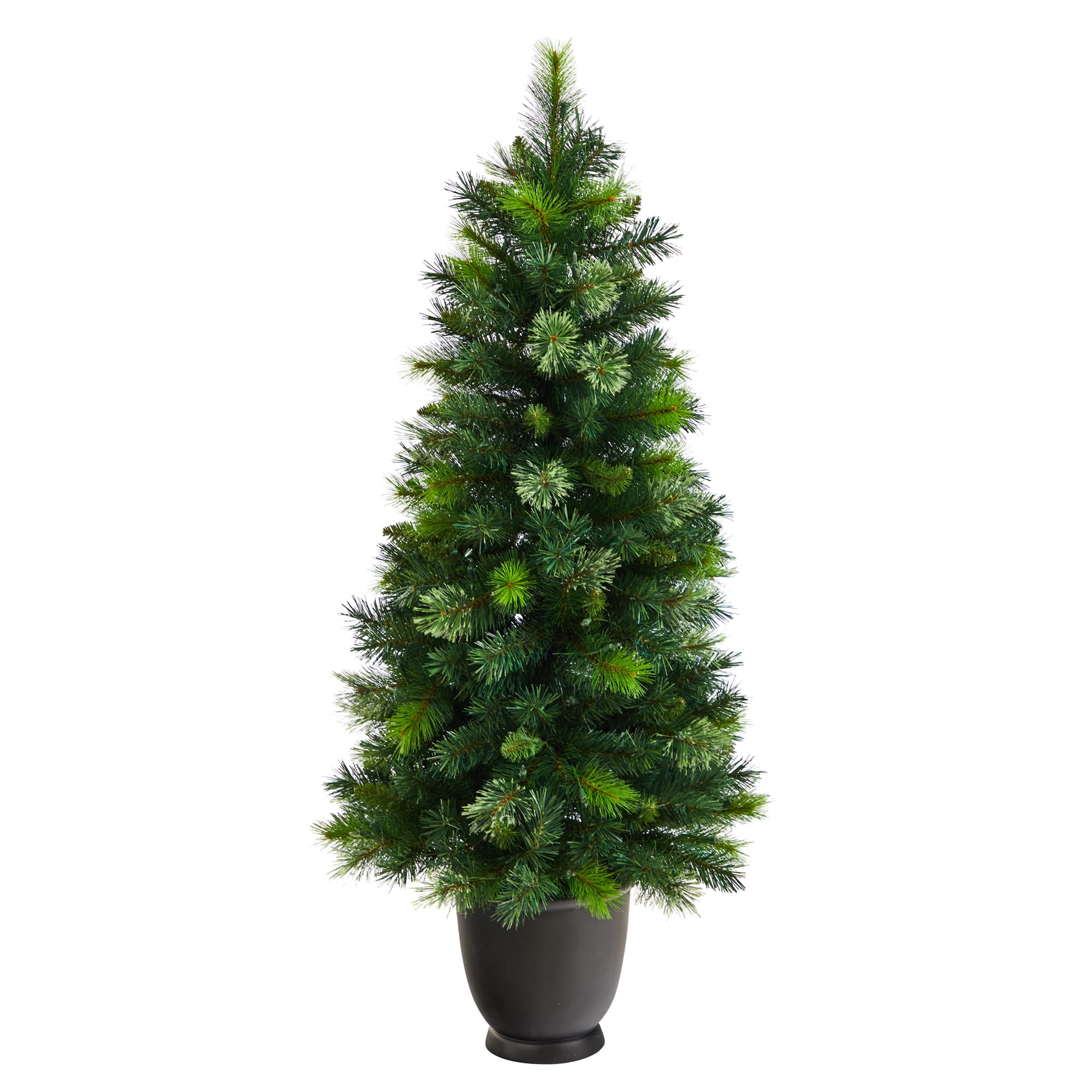 4.5ft. Pre-Lit Oregon Pine Artificial Christmas Tree in Decorative Planter, Warm White Lights