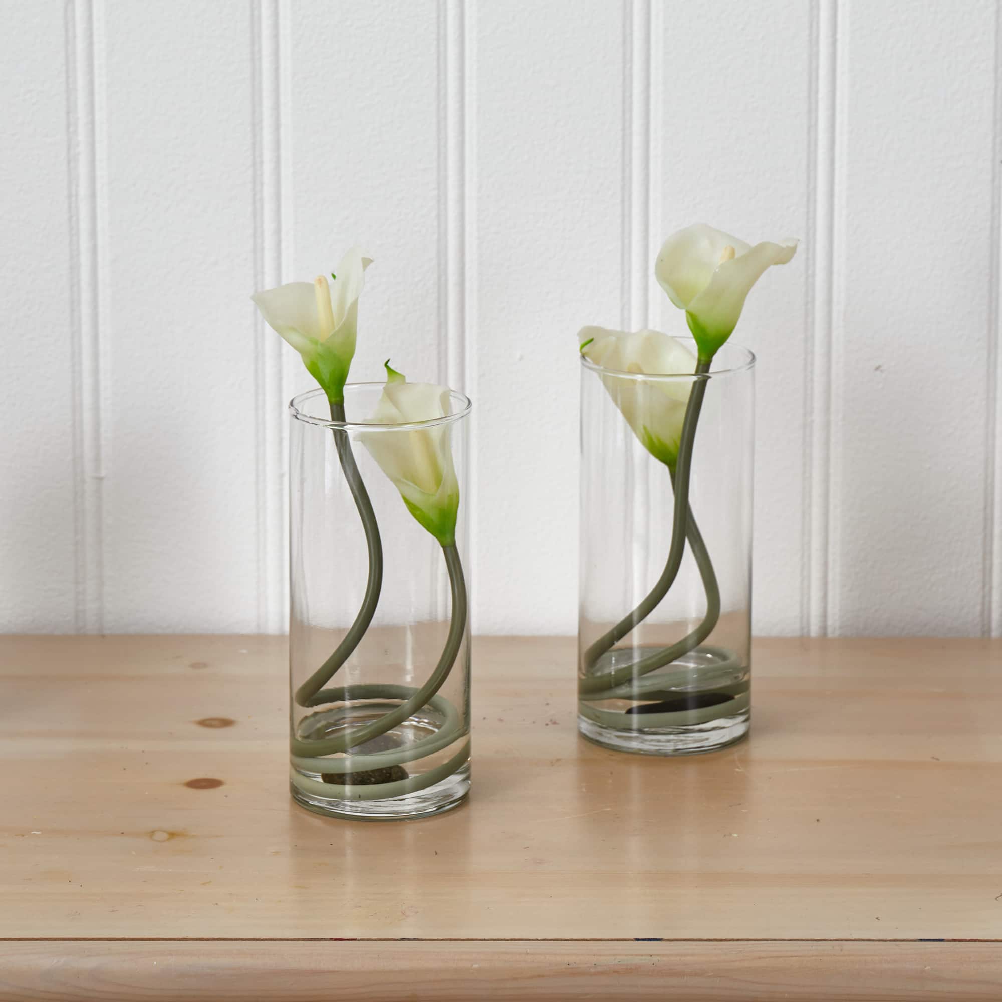 10.5&#x22; White Double Calla Lily with Cylinder Vase, 2ct.