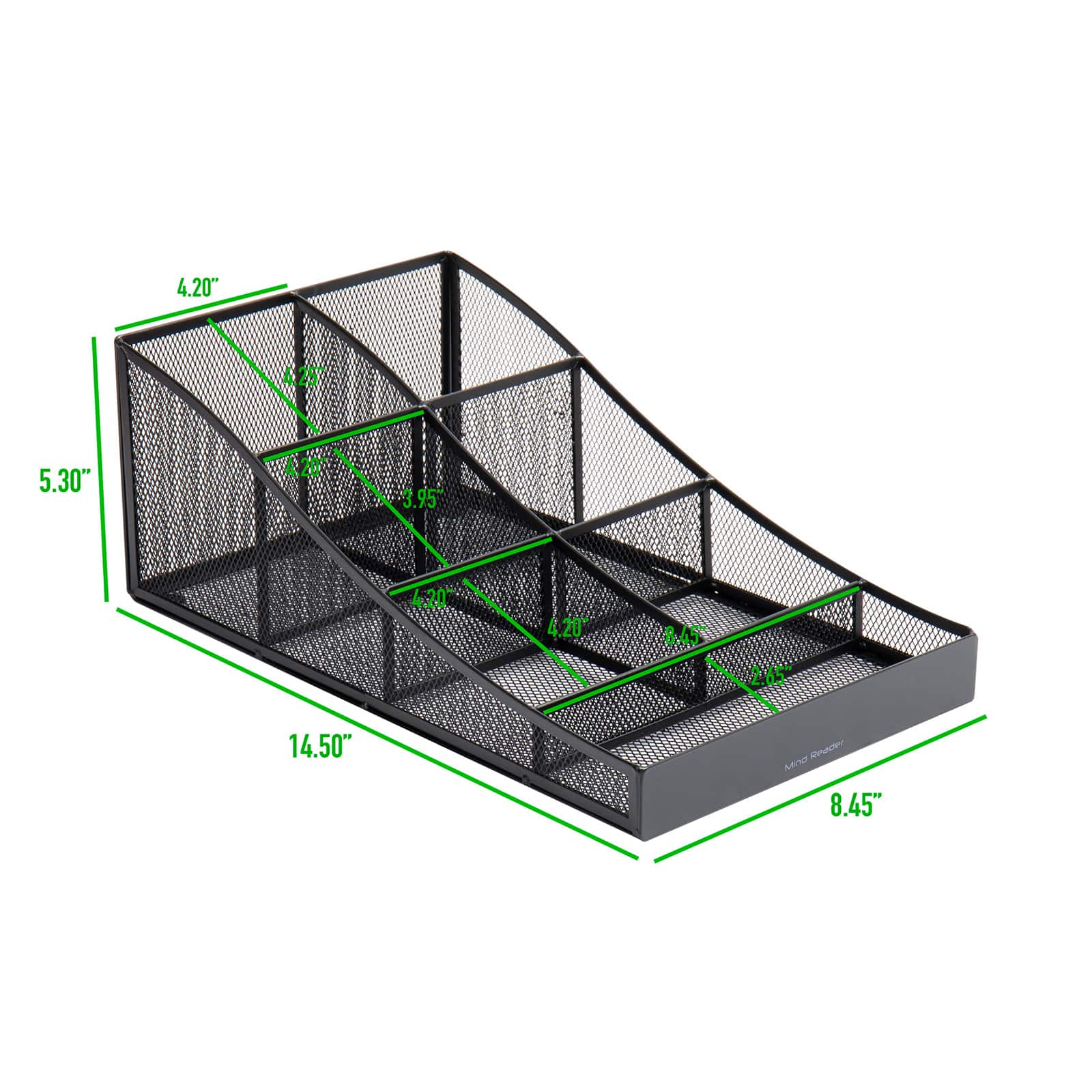Mind Reader Black 7 Compartment Tea and Coffee Condiment Organizer