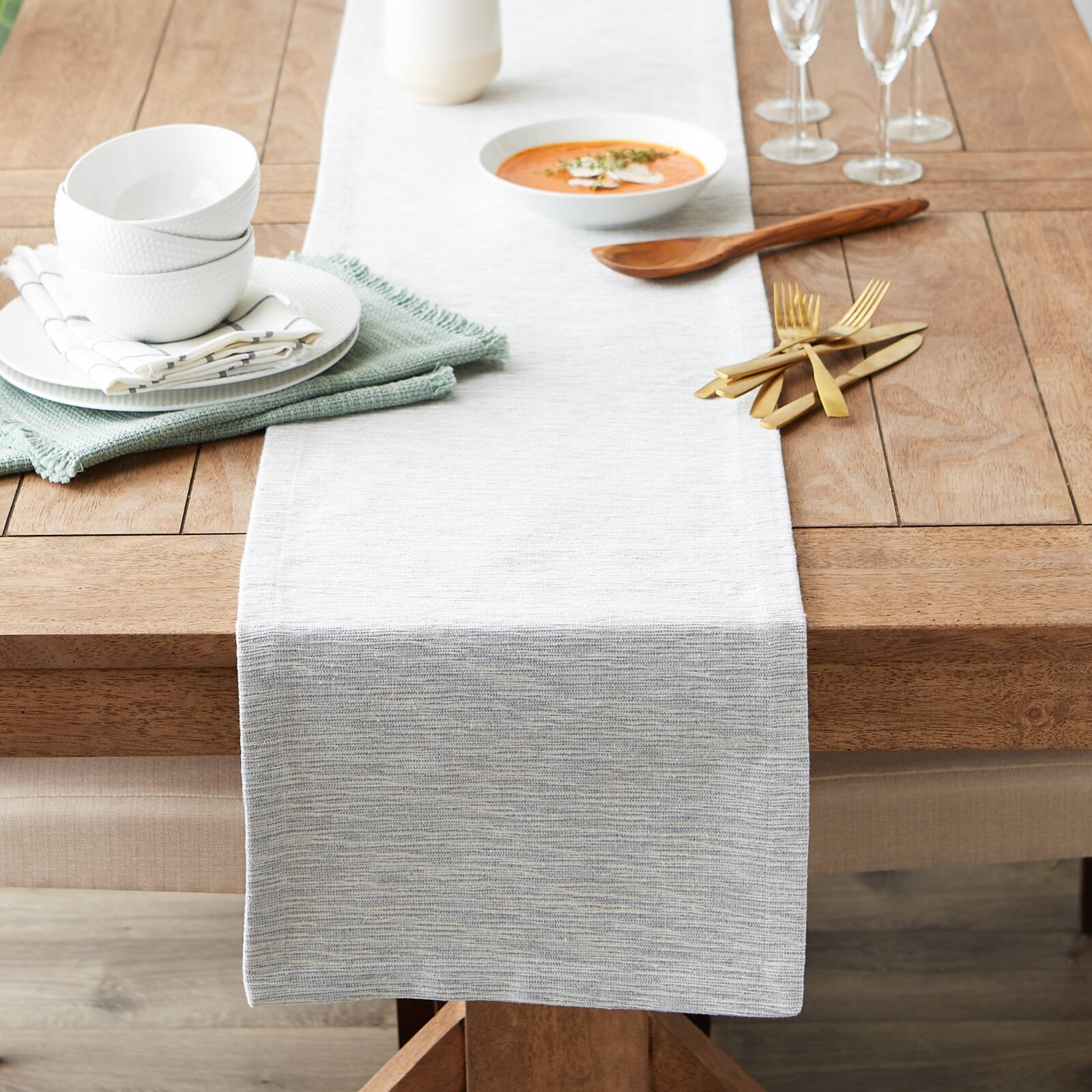 DII® 72" Tonal Recycled Cotton Slubby Rib Table Runner
