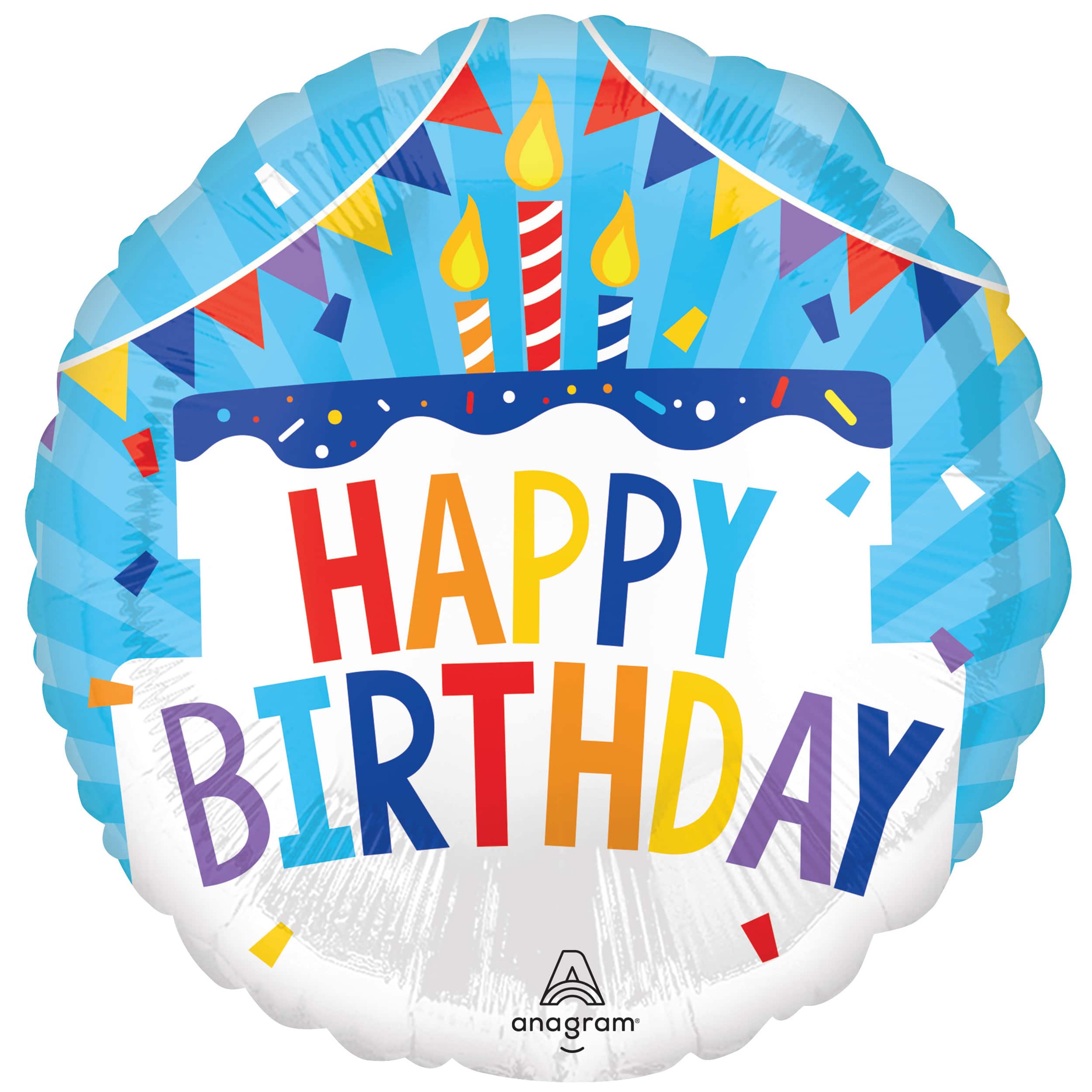 17" Happy Birthday Tiered Cake Foil Balloon