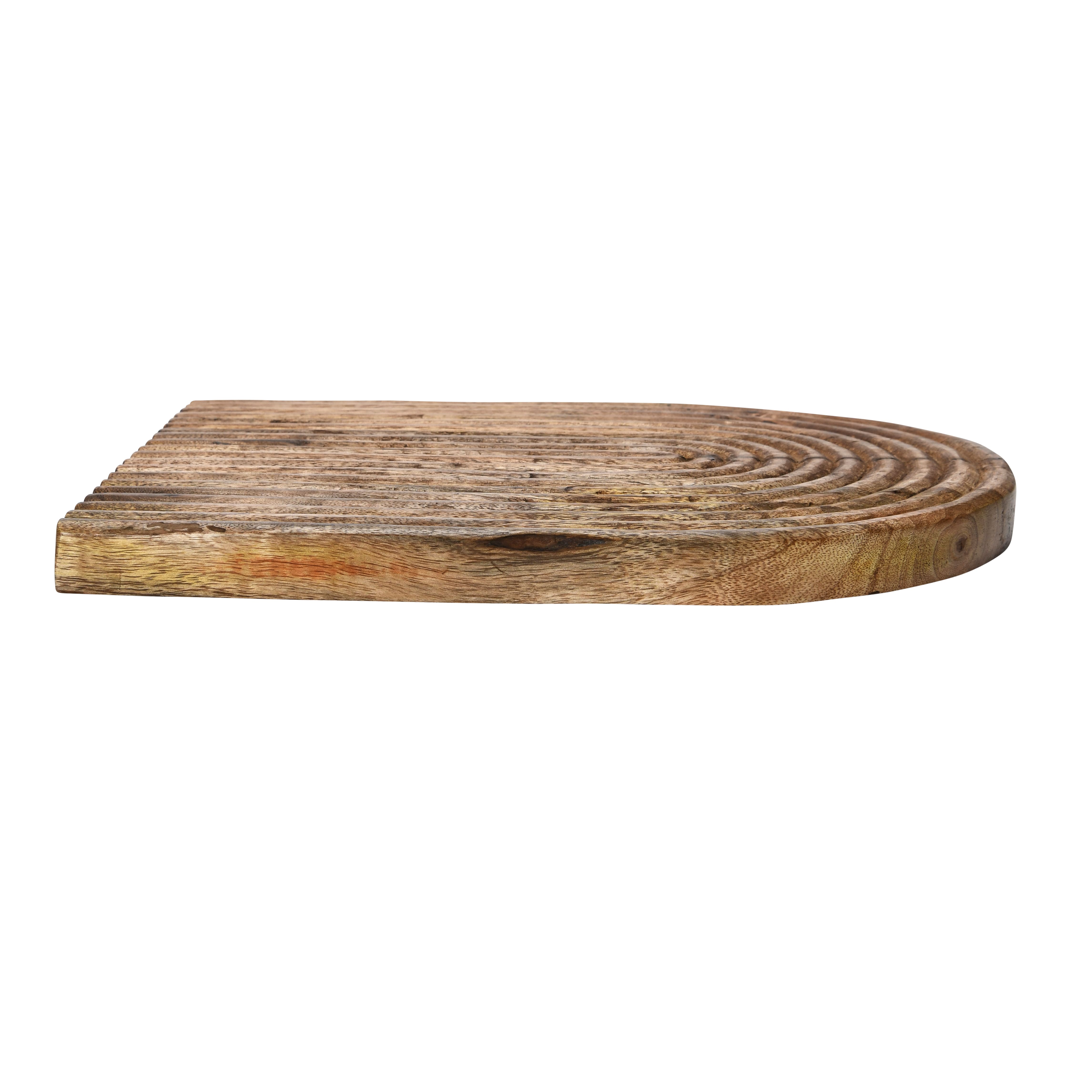 13&#x22; Natural Carved Arch Mango Wood Serving Board