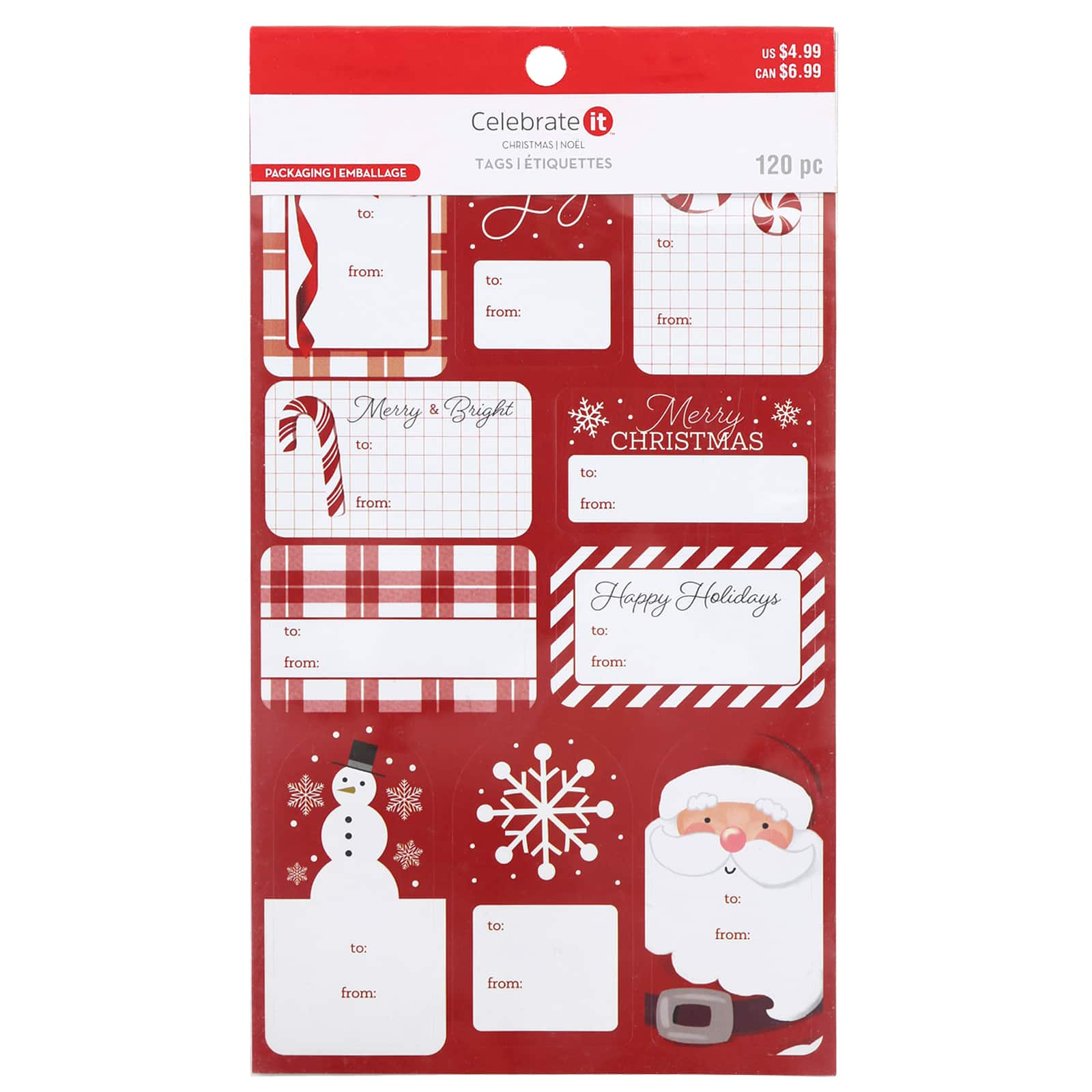 Red &#x26; White Christmas Sticker Gift Tags, 120ct. by Celebrate It&#x2122;