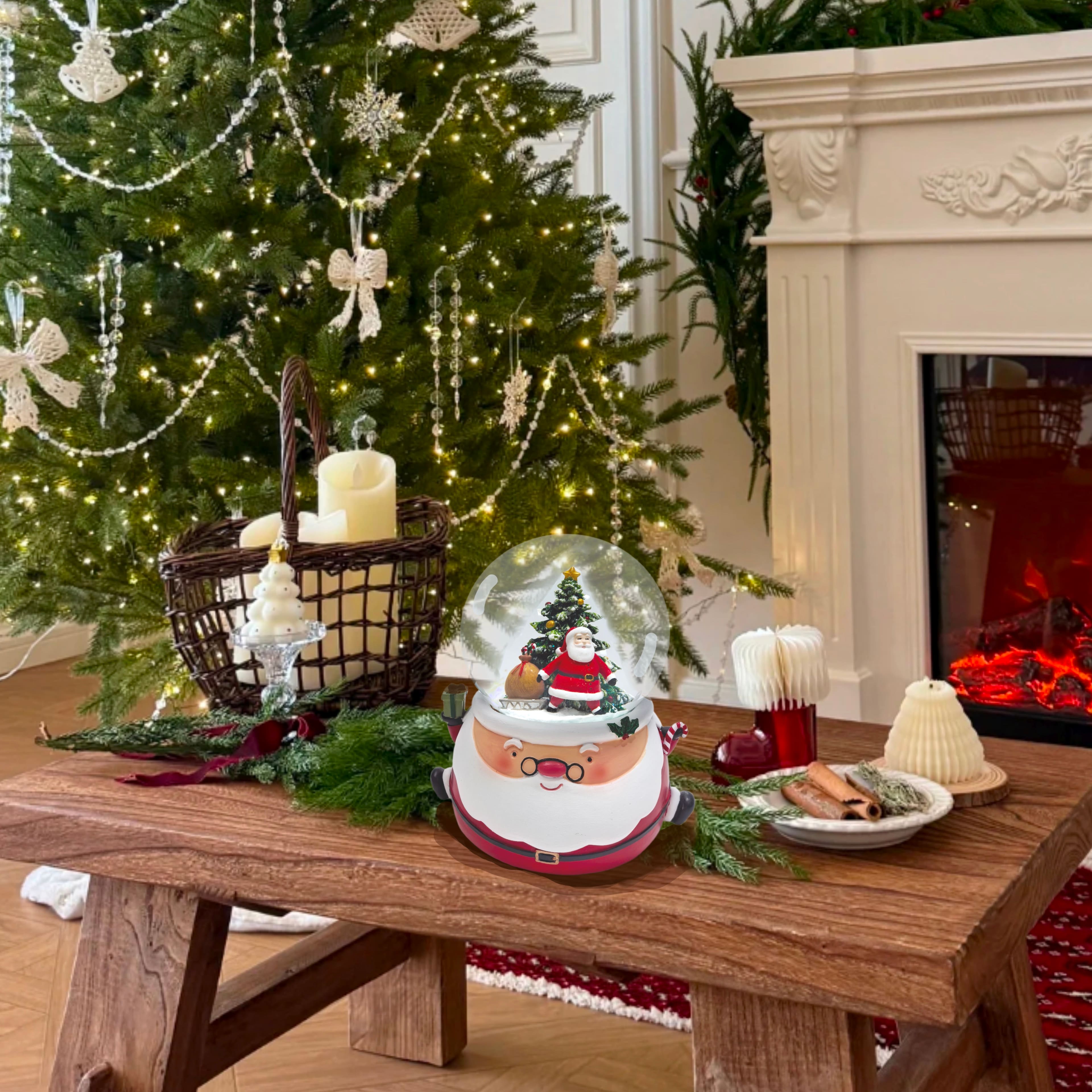 5.75&#x22; Santa with Christmas Tree Water Globe by Ashland&#xAE;