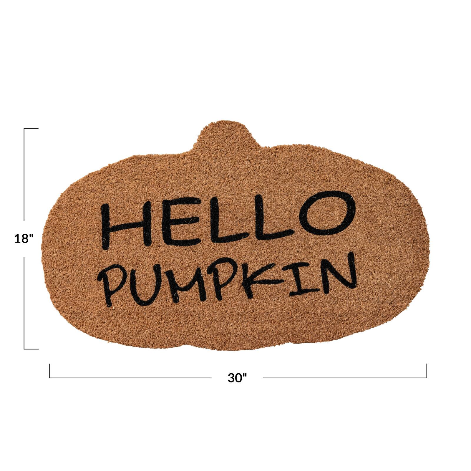 Hello Honey&#xAE; 30&#x22; Natural &#x26; Black Coir Hello Pumpkin Shaped Doormat