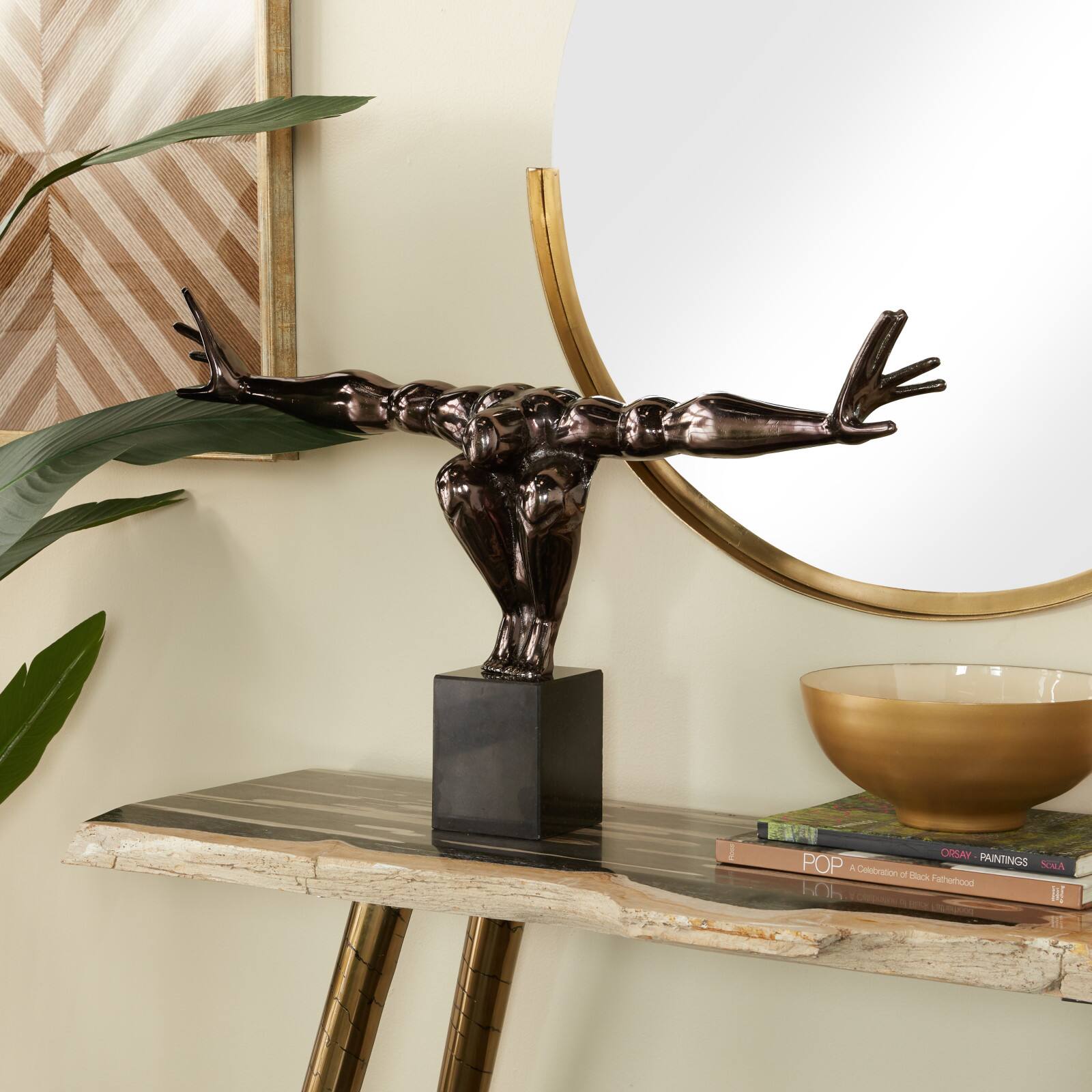 Black Aluminum Contemporary Sculpture, 18" x 31" x 5"