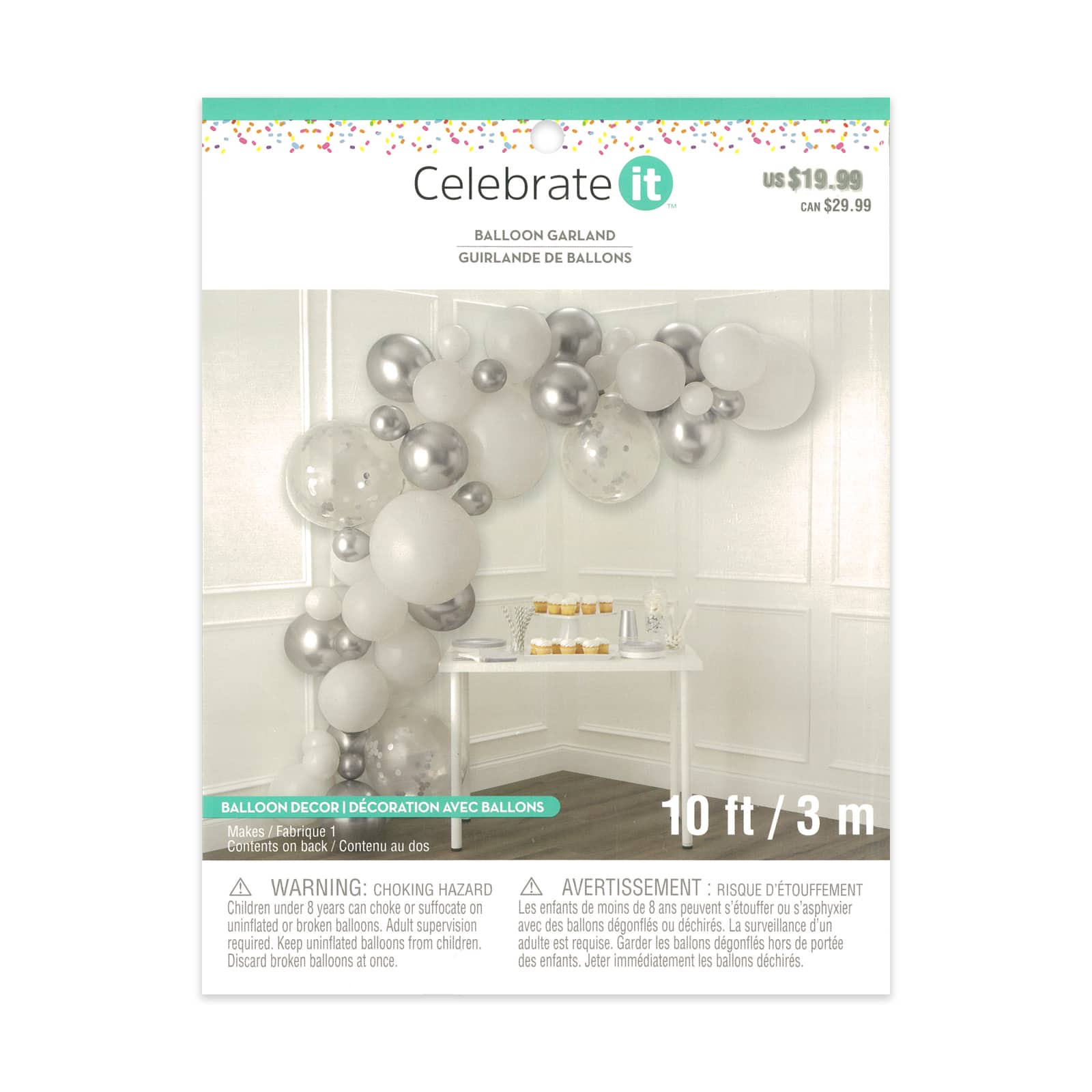 10ft. Silver &#x26; White Balloon Garland by Celebrate It&#x2122;