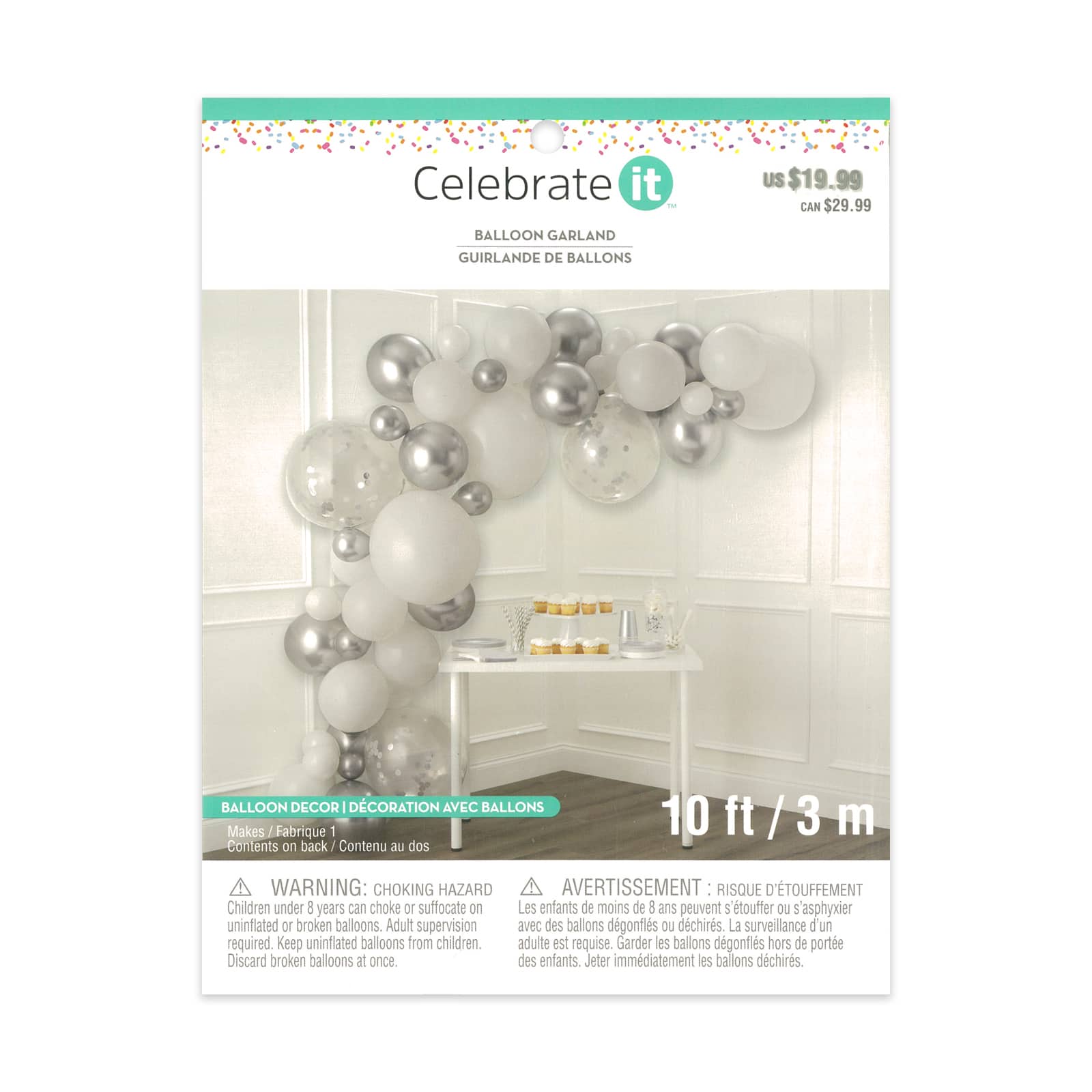6 Pack: 10ft. Silver & White Balloon Garland by Celebrate It™