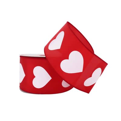 1.5 Happy Valentine's Day Ribbon: Gold & Red (10 Yards)