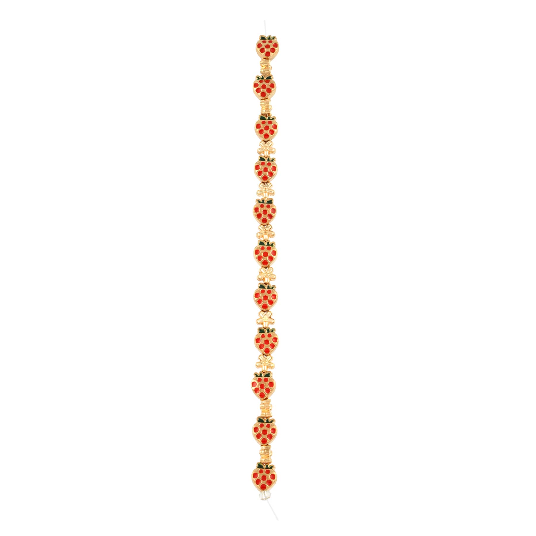 12 Pack: Red Strawberry & Gold Flower Beads by Bead Landing™