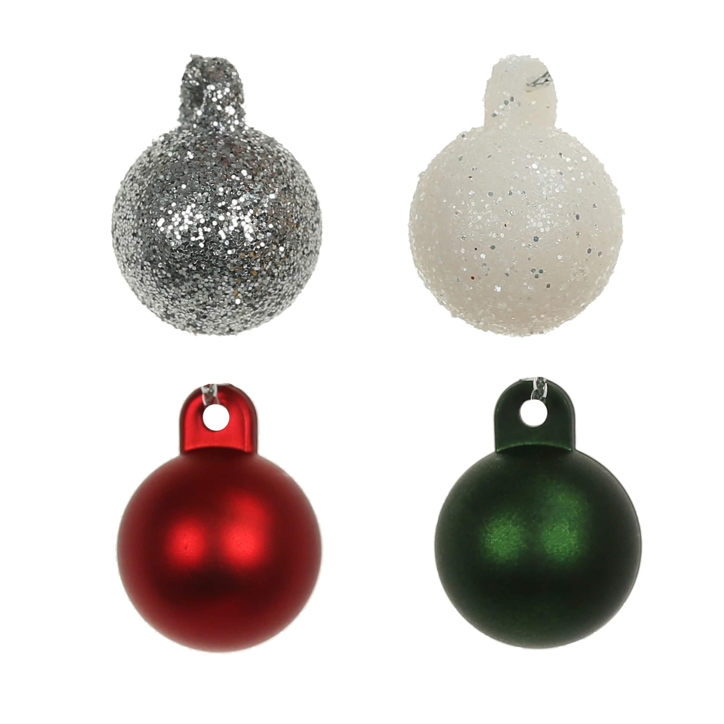 Mini 15mm Red, Green, Silver &#x26; White Ball Ornaments, 16ct. by Ashland&#xAE;