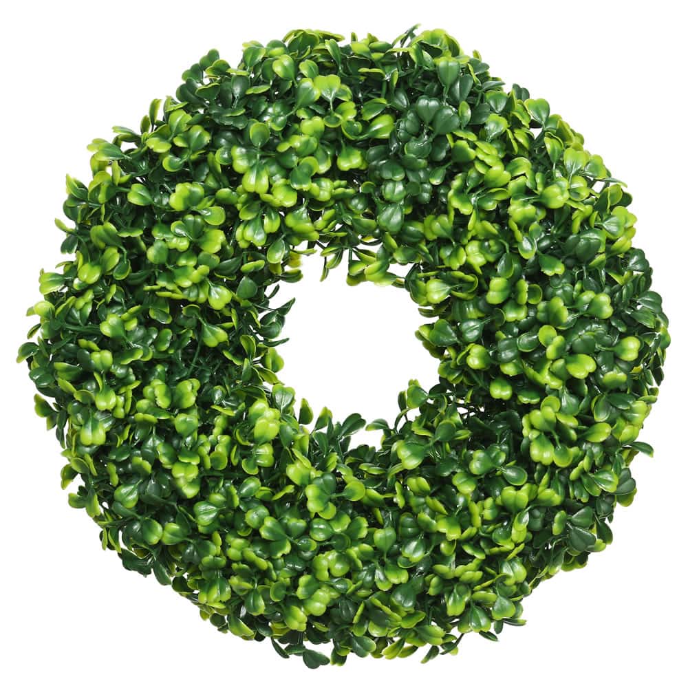 10" Green Mini Button Leaf Wreath