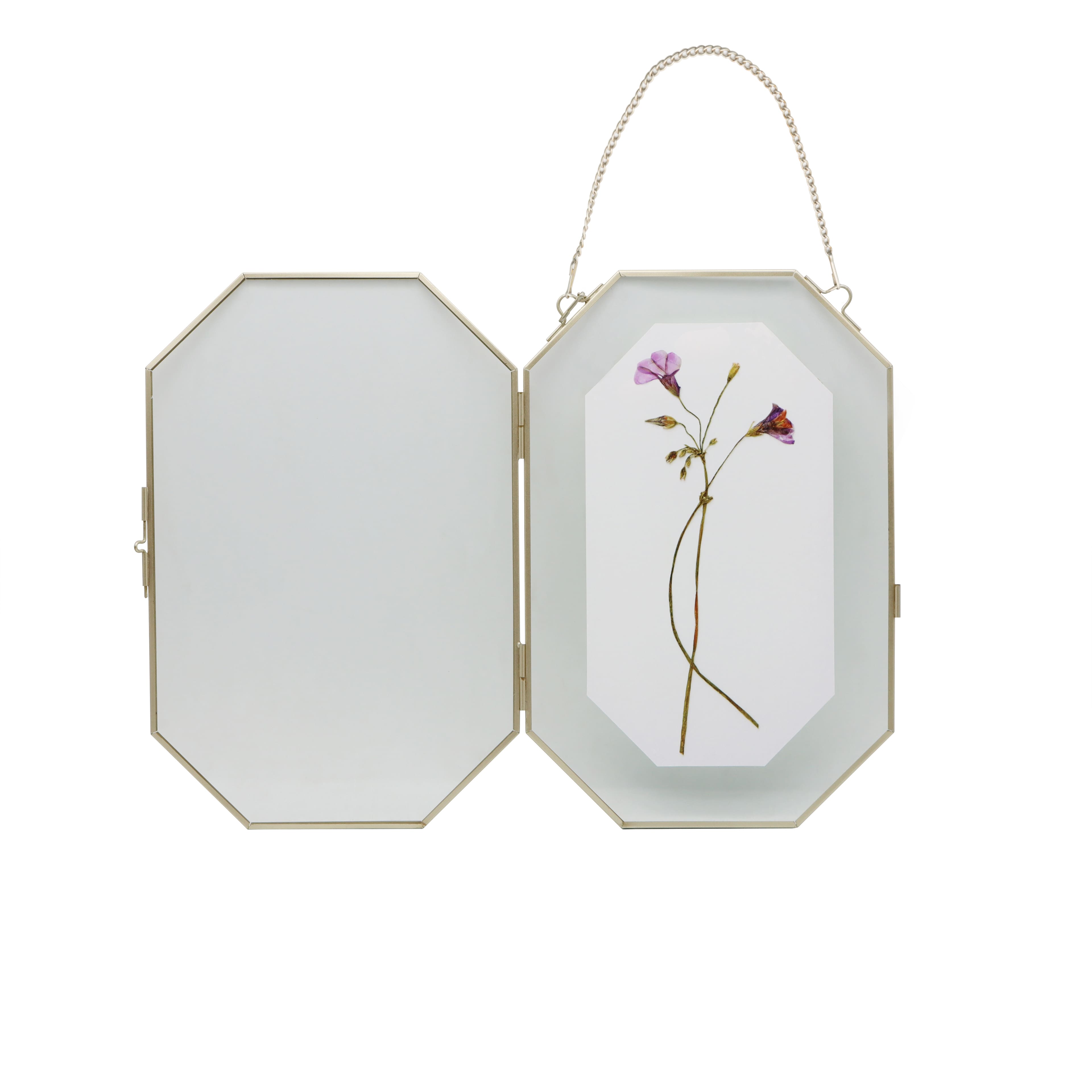 Large Gold Flowers Glass Octagon Frame Accent by Ashland&#xAE;