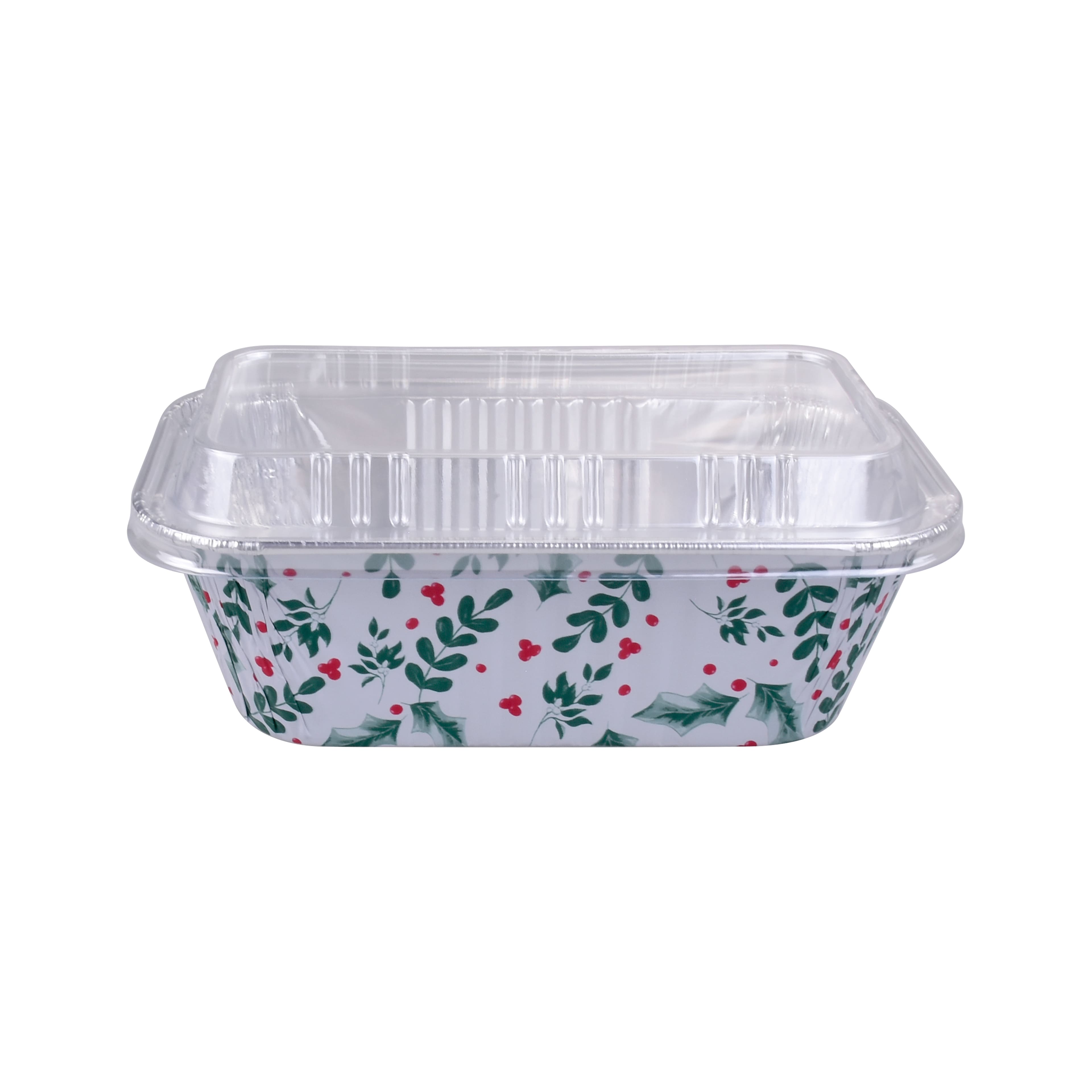 6 Christmas Holiday Holly Disposable Aluminum Baking Pans by