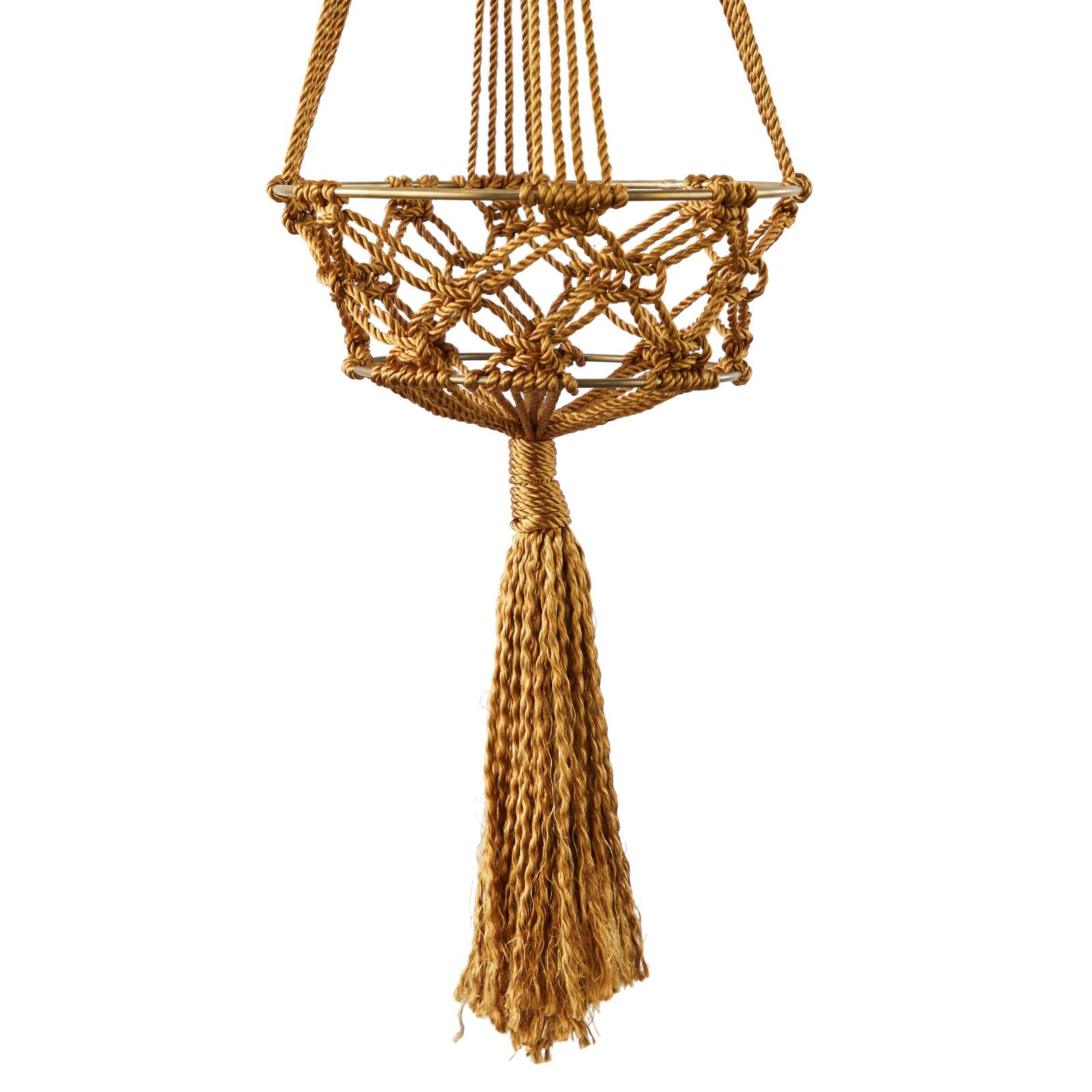 29&#x22; Brown Fabric Handmade Hanging Macrame Wall Planter