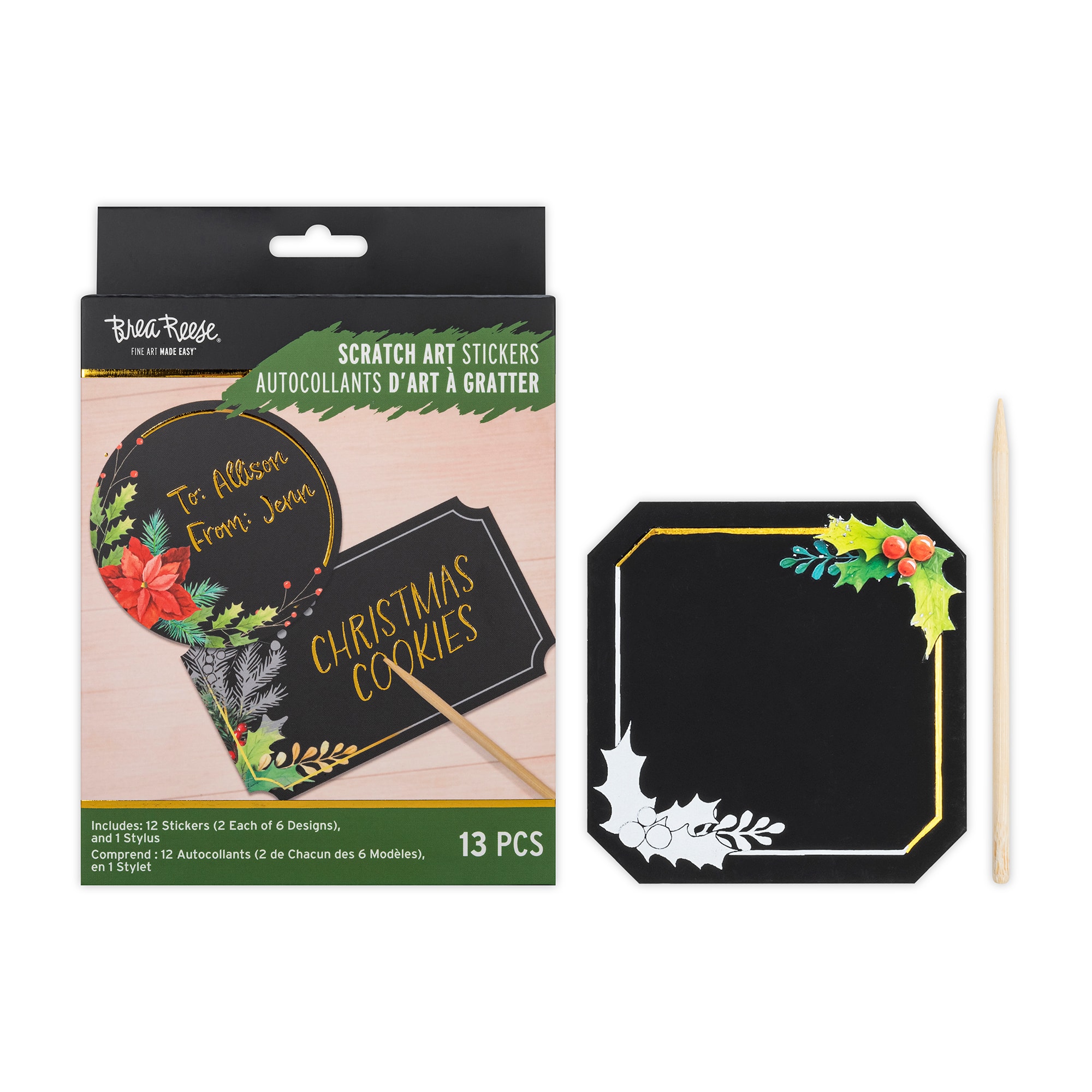 Brea Reese&#x2122; Holiday Floral Scratch Art Stickers